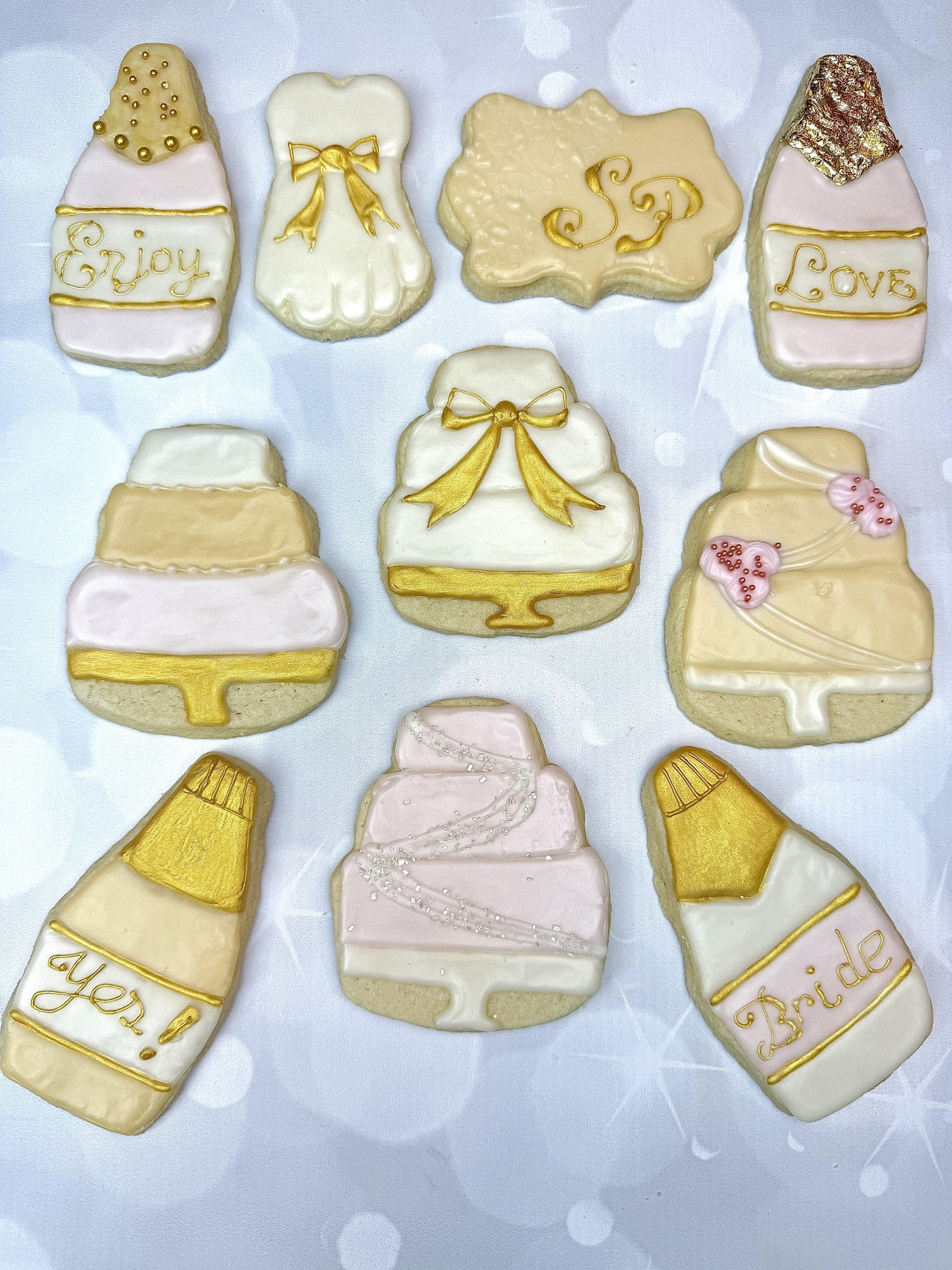 Bridal shower sugar cookies, homemade cookies for bridal showers, Pop the Bubbly, engagement cookies, wedding favors, custom cookies, dozen personalized cookies, gourmet cookies, Charlotte bakery