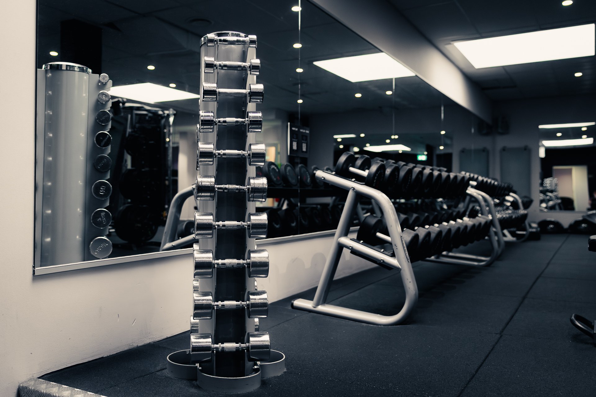 Balanze gym i strängnäs. Bild på hantelytan