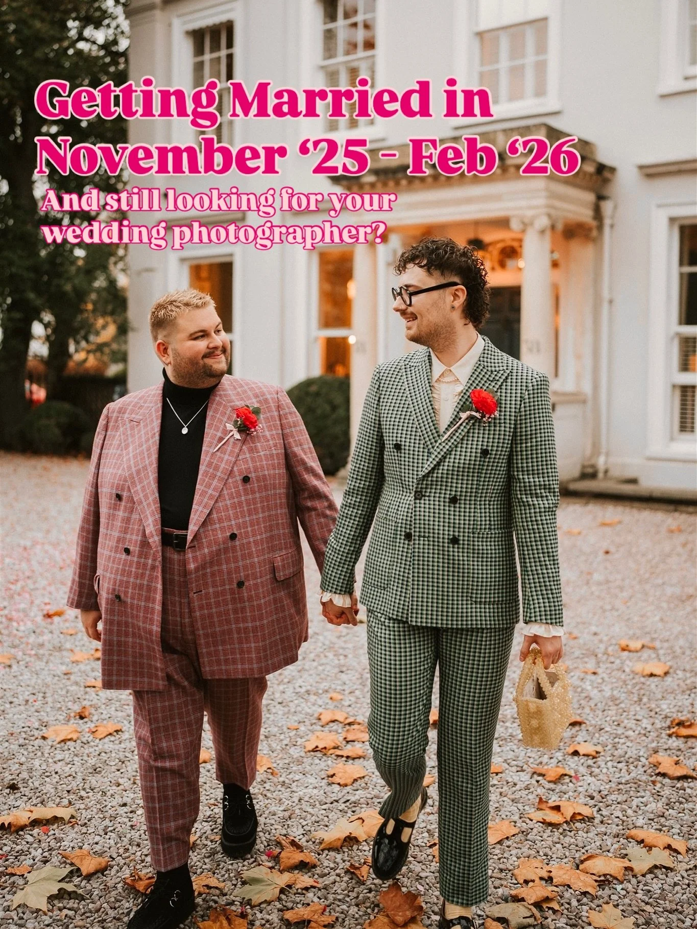 Winter &lsquo;25-&lsquo;26 Offer 💕
That&rsquo;s right! A little discount for you if you&rsquo;re planning a last minute wedding or still looking for your wedding photographers - we may just be the Queers for you! 
We&rsquo;re always looking for ways