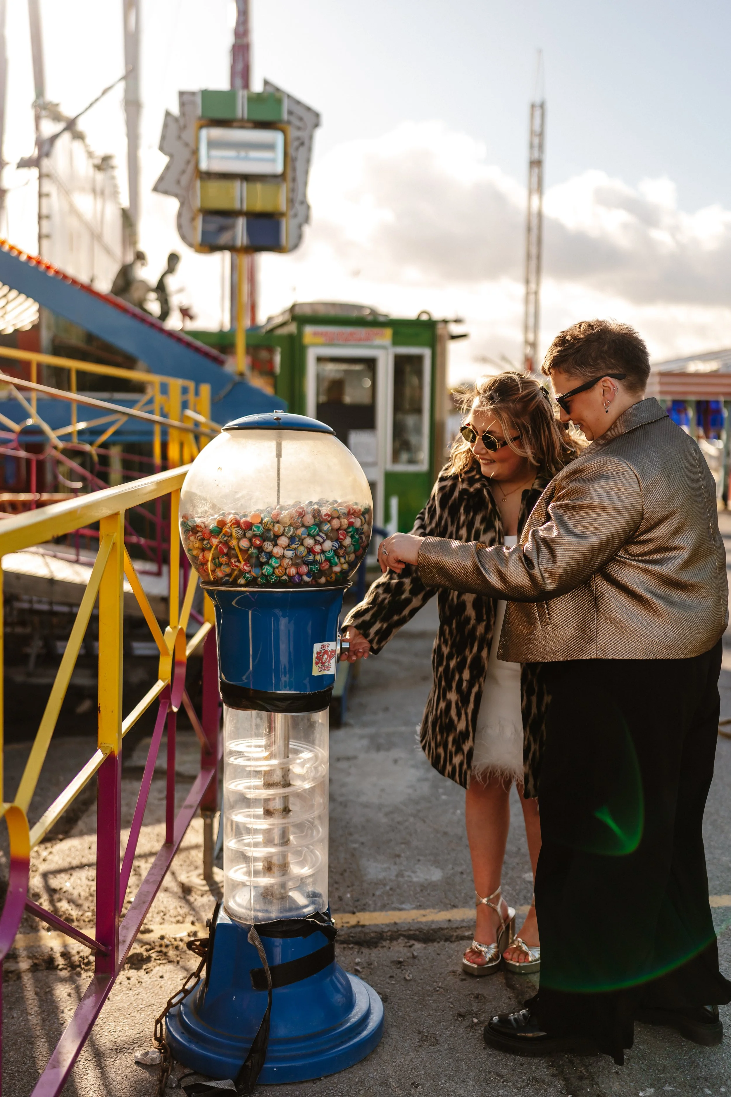 Couple on their wedding day at Barry Island