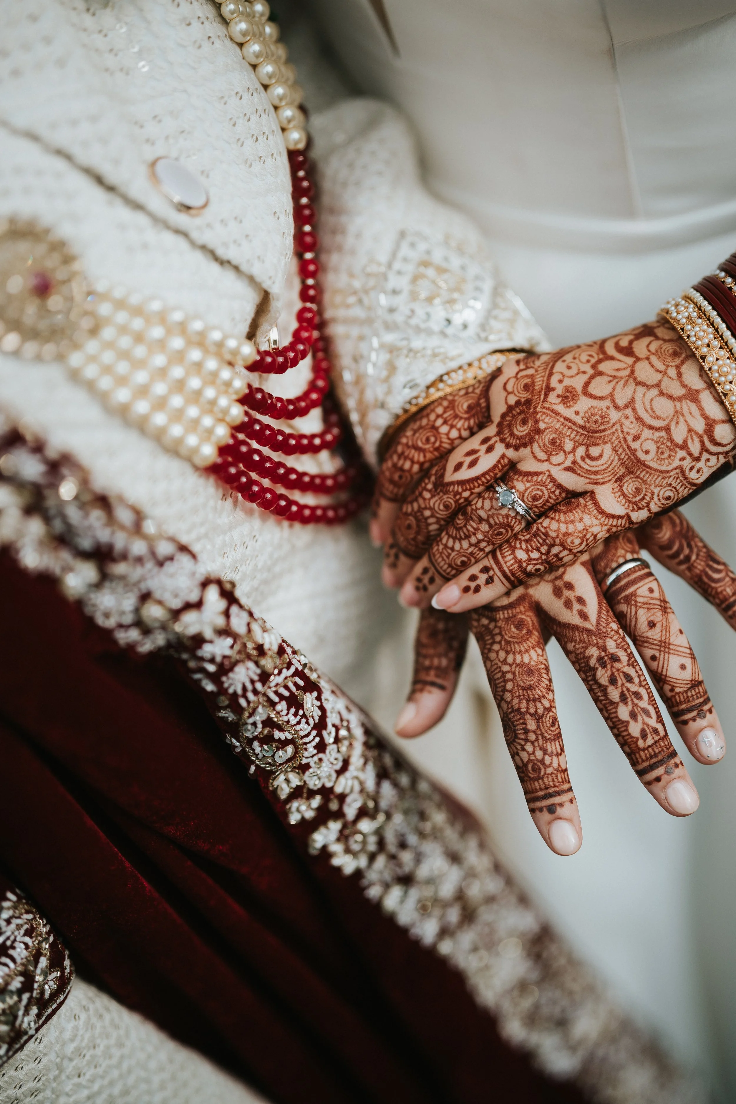 Lesbian British, Indian Fusion Wedding, henna on hands