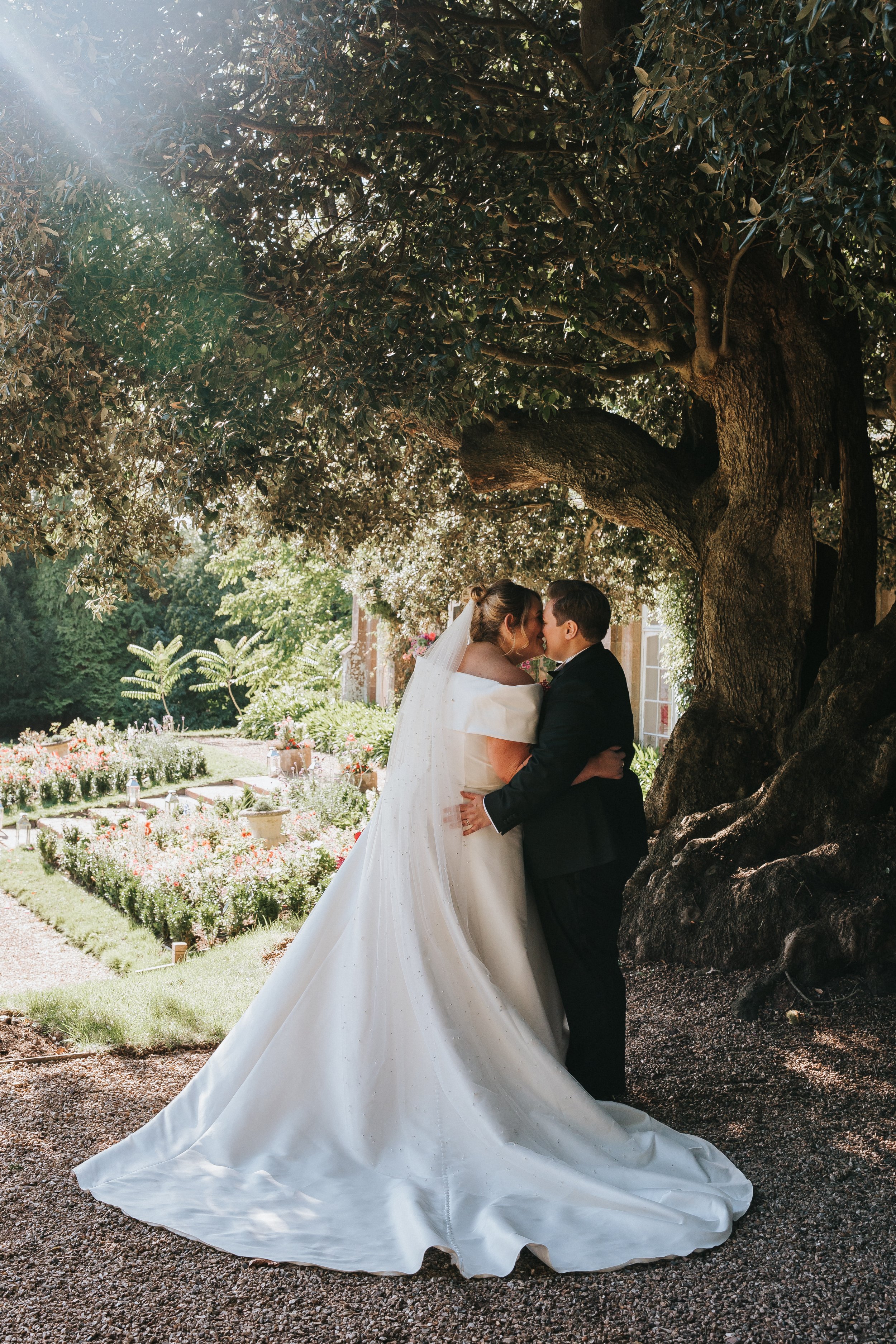 Lesbian couple on their wedding day at St Audries Park in Somerset