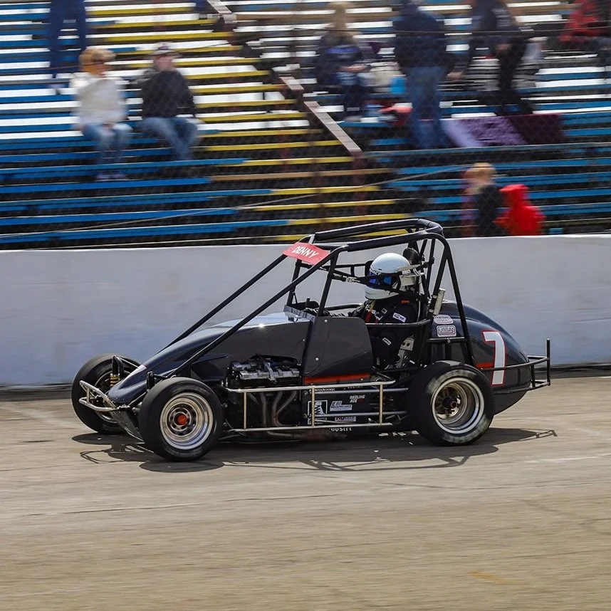 Denny learning the racing ropes