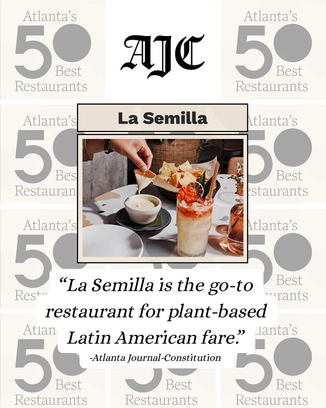 Atlanta 50 is back! It&rsquo;s been over a decade since the AJC produced a 50 Best list for Atlanta restaurants and we are so honored to be on it among many greats. Thank you @ligayafigueras and @ajcdining for sharing the possibilities of plant-based