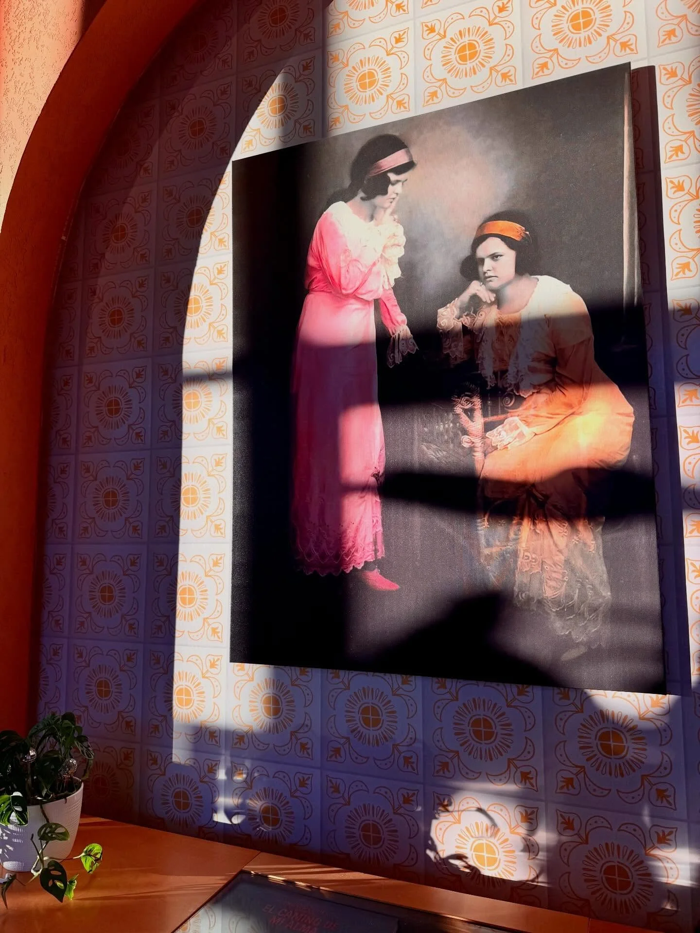 Our dining room is looked after by two women every day. Our muses. In the arch is Abuela Adela, my great great grandmother. A self portrait of Adela&rsquo;s mother, Abuela Josefina, is hung on the wall adjacent. 

I like to think they are here with u