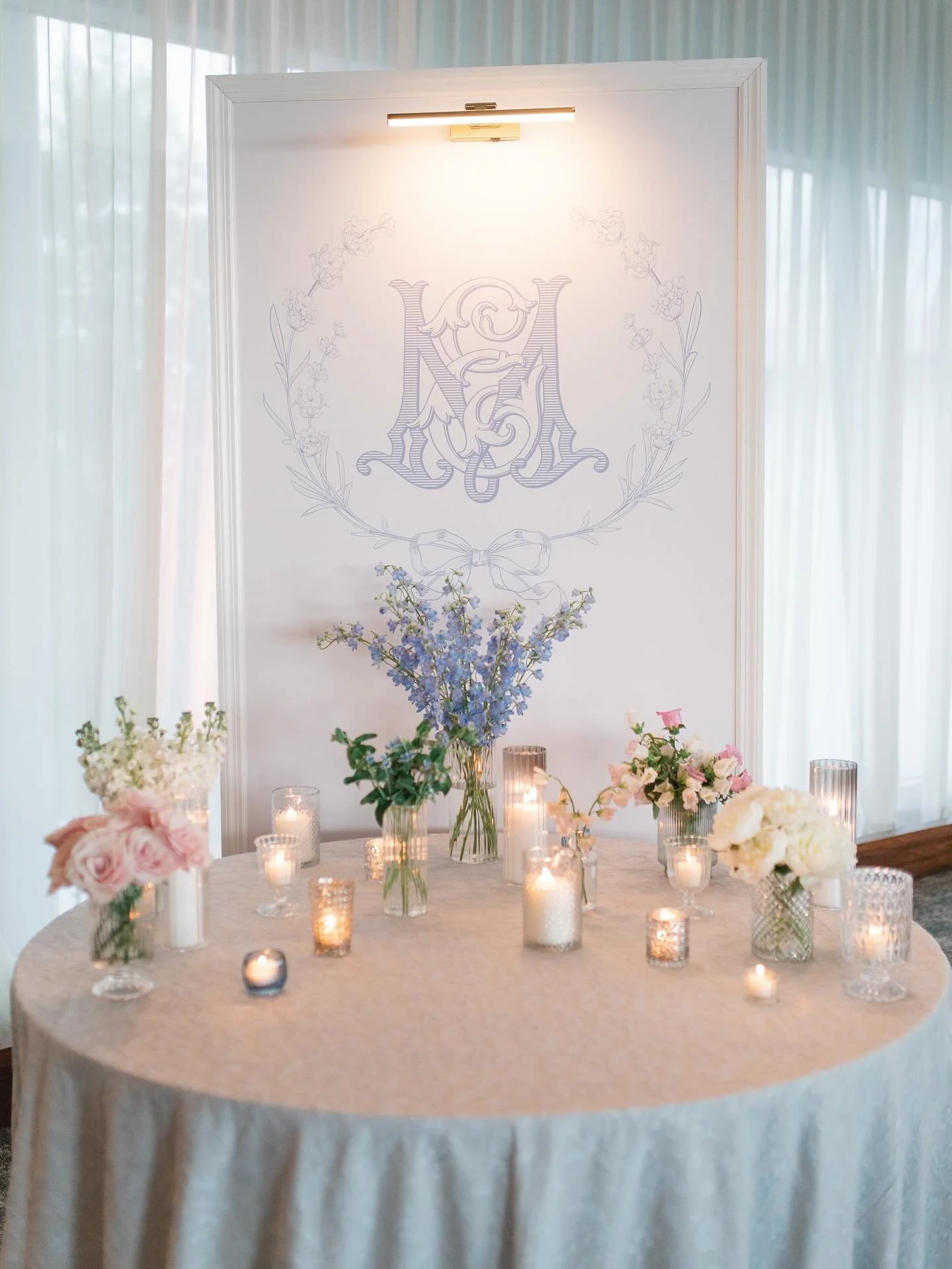 some of the custom details that made 6.14.25 so perfect 🕊️🤍 from the passed old fashioneds &amp; lemon drop martinis on custom monogram, scalloped trays to the monogrammed dance floor guests danced the night away on, &amp; the couples sweet pups fe