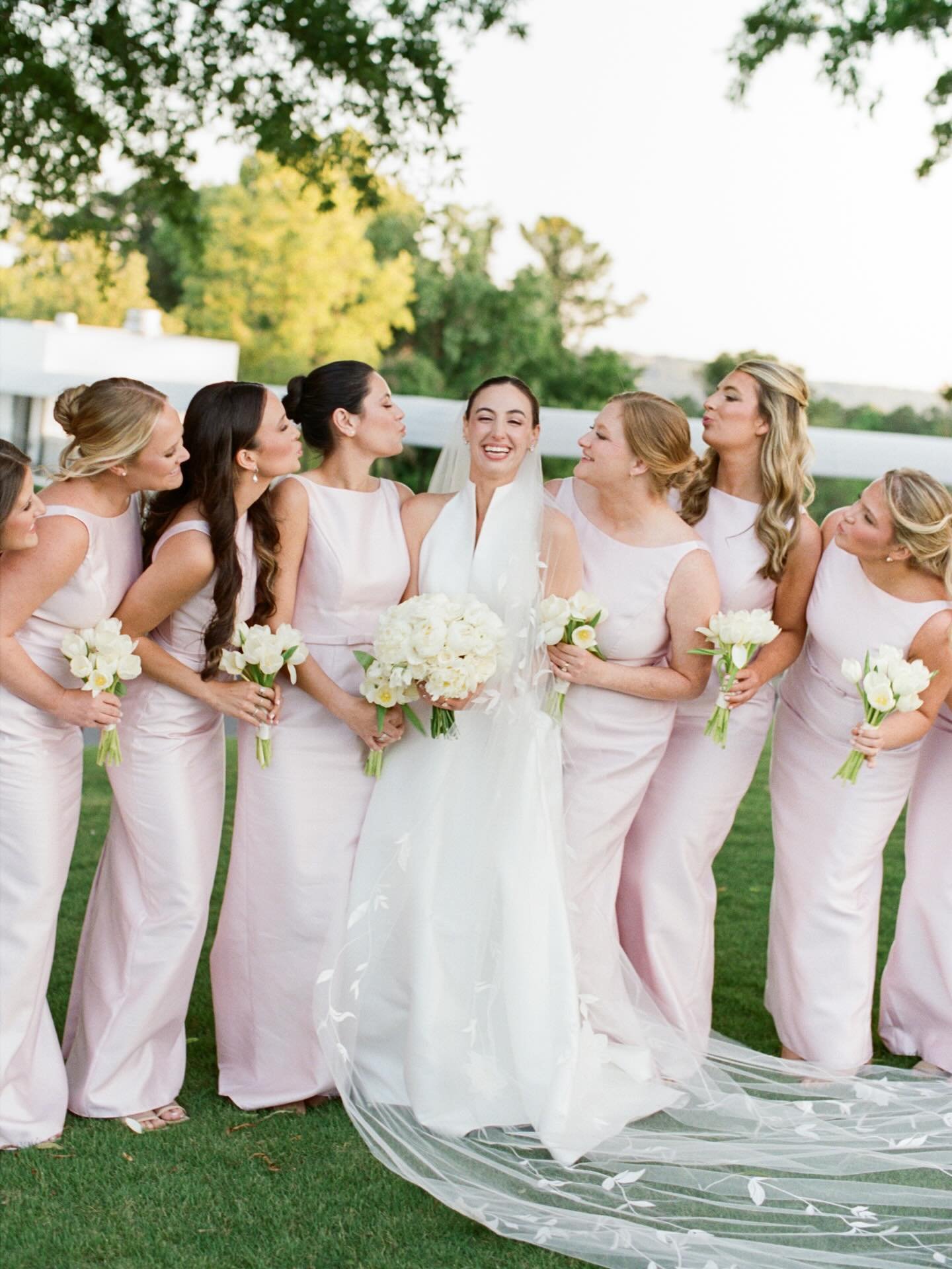 Sophia &amp; her bridal party were the definition of timeless. Blush pink gowns, all-white tulip bouquets, and the sweetest group of girls surrounding their best friend on one unforgettable day. ✨

#wedding #weddinginspiration #bridalparty #weddingpl