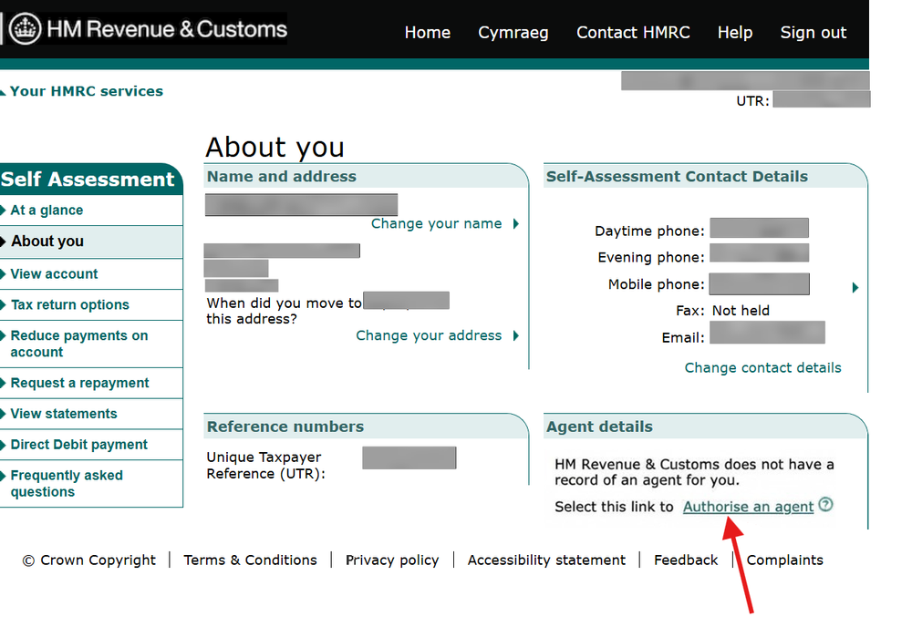 About you - Authorise an agent