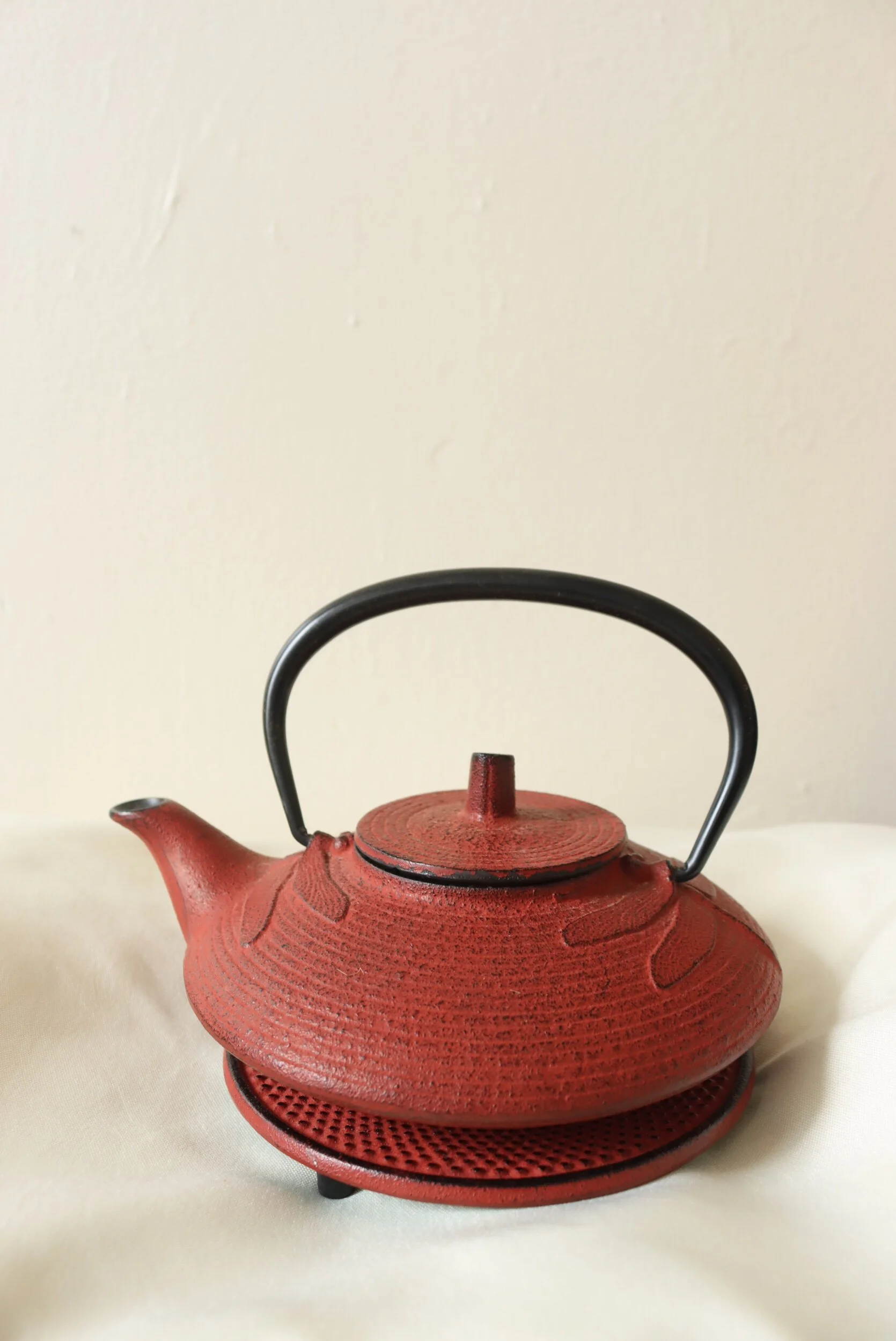 Butterfly Cast Iron Teapot with Enameled Interior