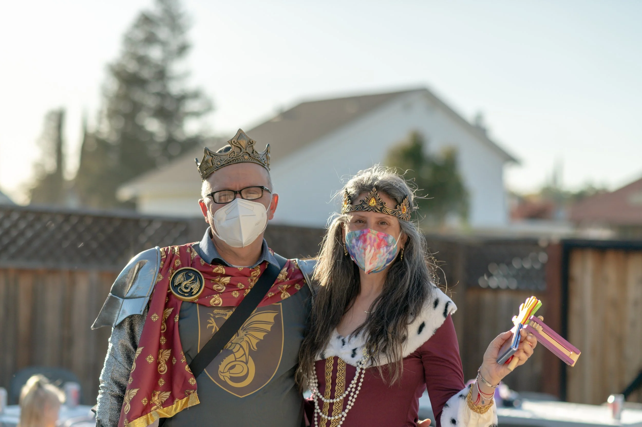 Eran and Linoy Even-Kesef dress in costume for Purim 2022 at Chabad of Tracy.