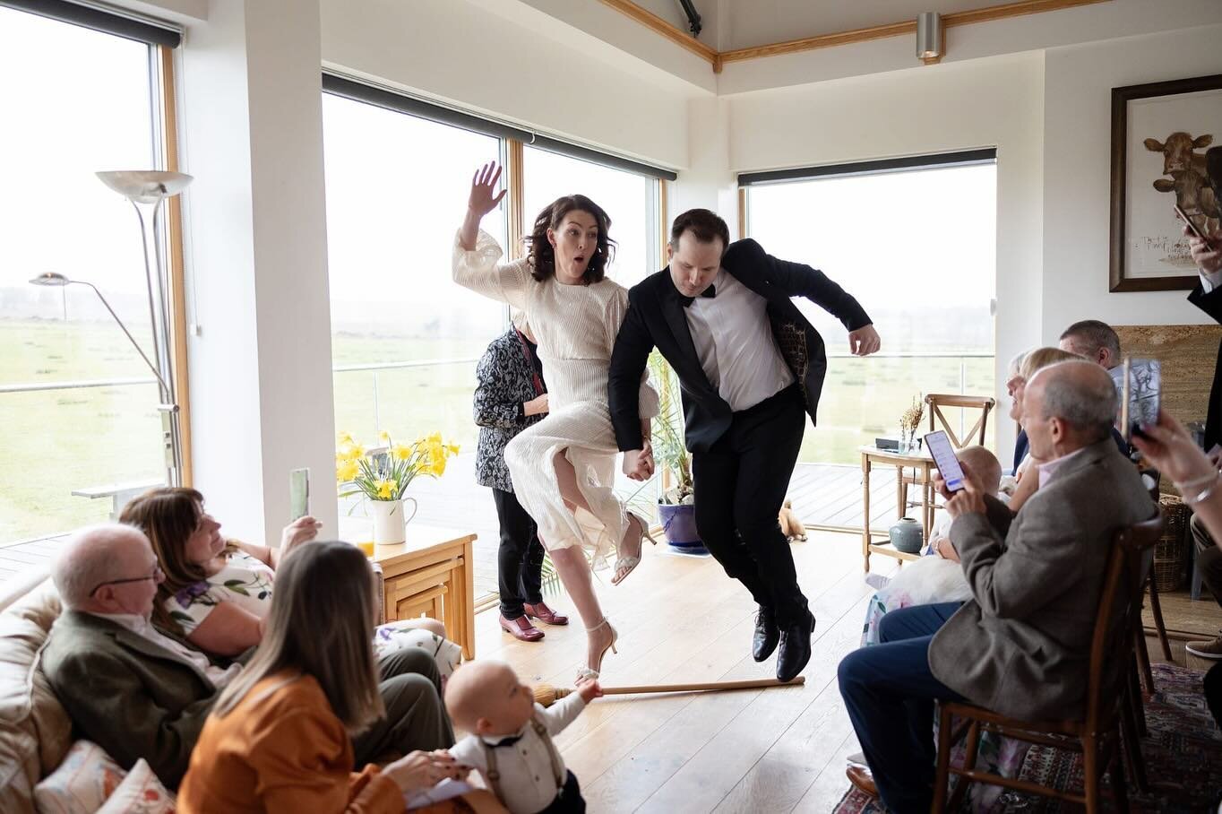 Yesterday I had the absolute honour of coordinating the wedding of Amy &amp; Andrew at Craigengar Lodge.
.
Just look at these fab sneak peeks from @imagineimages especially this cracker of them jumping the broom after their ceremony 😍
.
It was such 