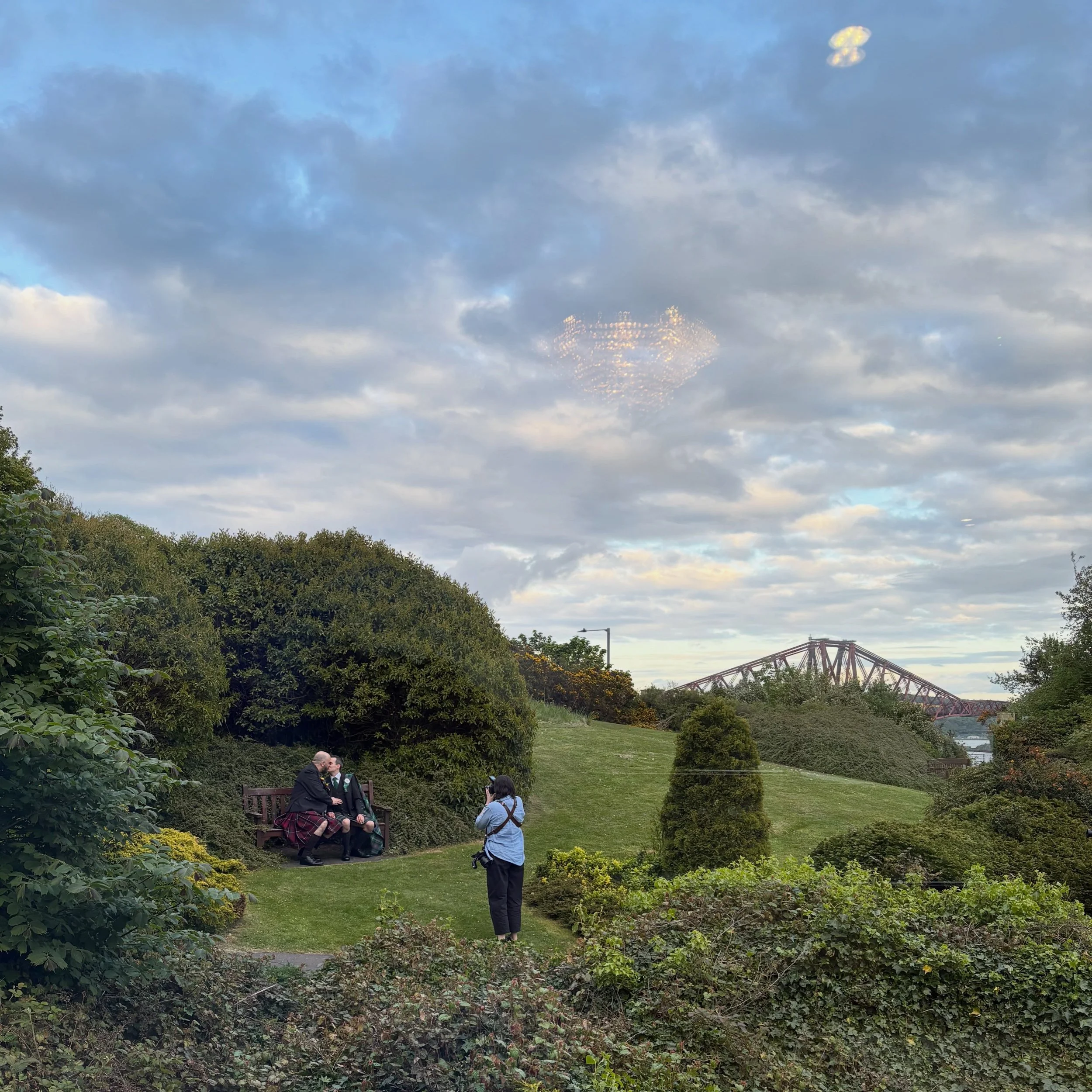 I snuck this sneaky snap on Saturday at the lovely David &amp; James&rsquo; wedding at @doubletreebyhiltonqueensferry &hellip;what a bloomin&rsquo; view eh?!
.
Can&rsquo;t wait for the professional snaps from @joplusliam 🤩
.
Bloody love my job, I do