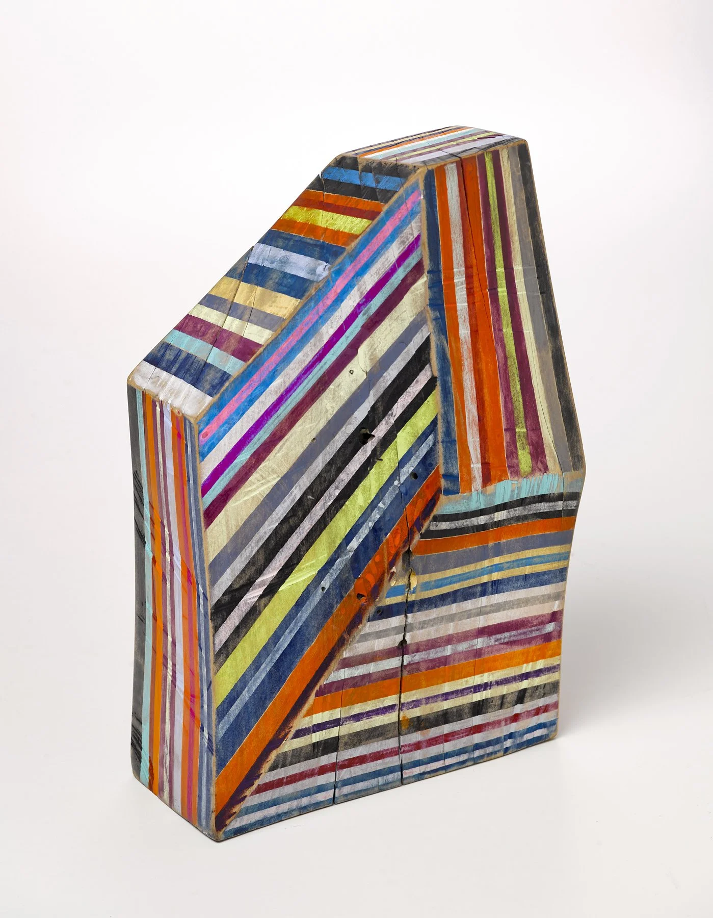 Time Traveler (bandscape), 2024, carved polychromed maple, 15" x 10" x 6"