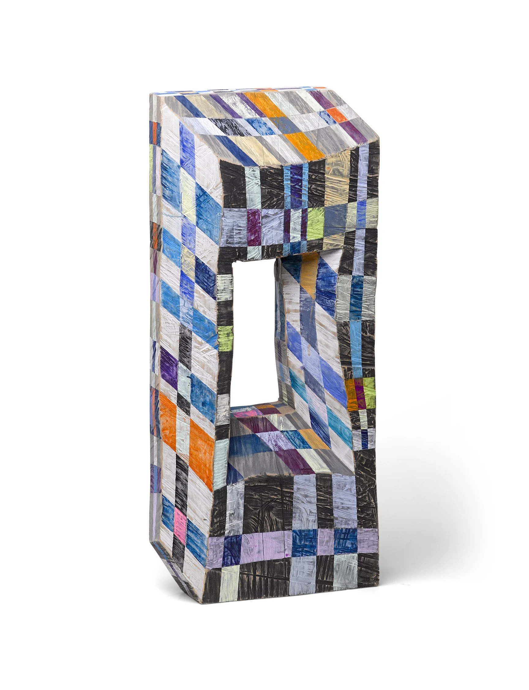 Portal , 2024,
32" x 18" x 6", carved polychromed maple