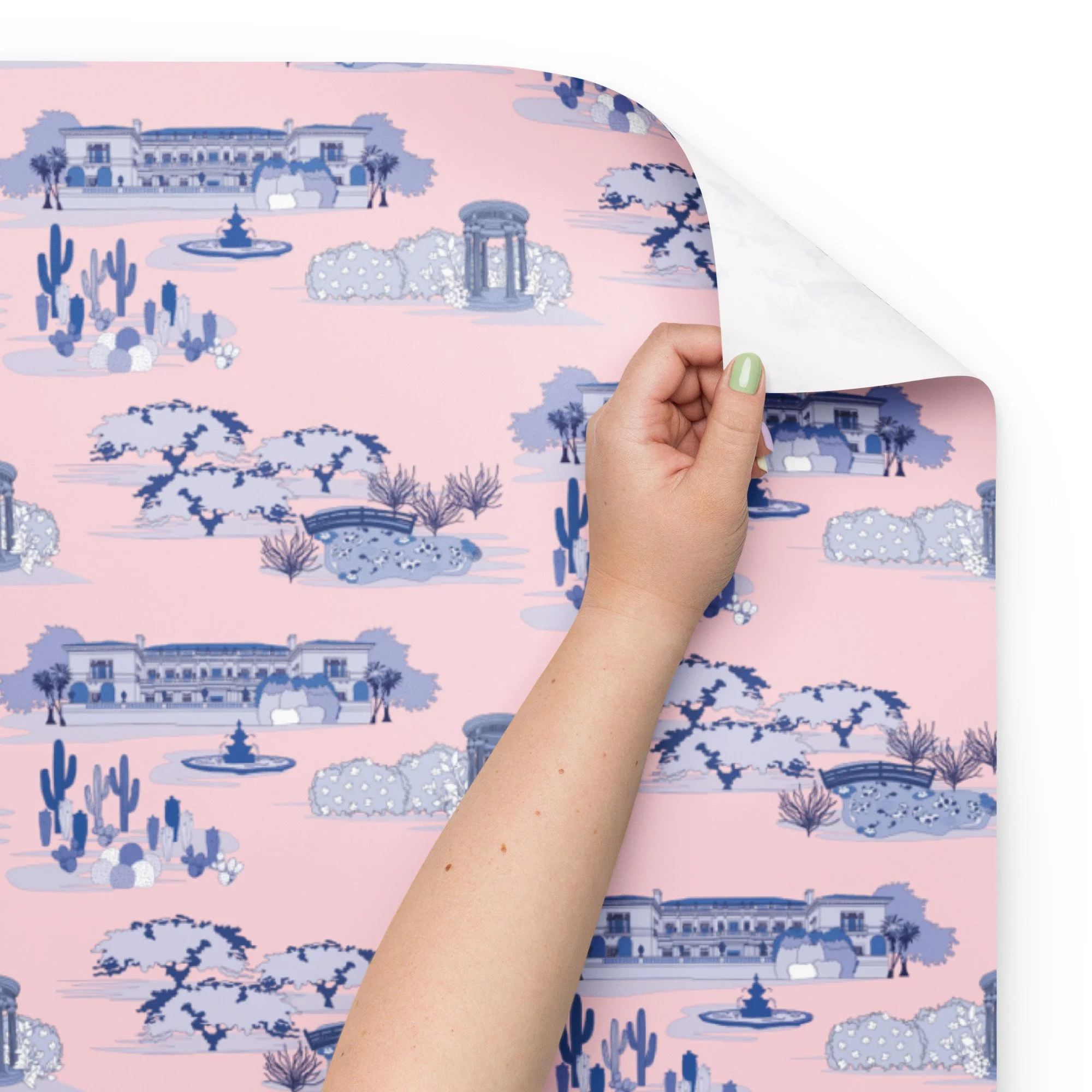 Vr Wrapping Paper Huntington - Pink/Blue Wrapping Paper Sheets — Bayhill Studio