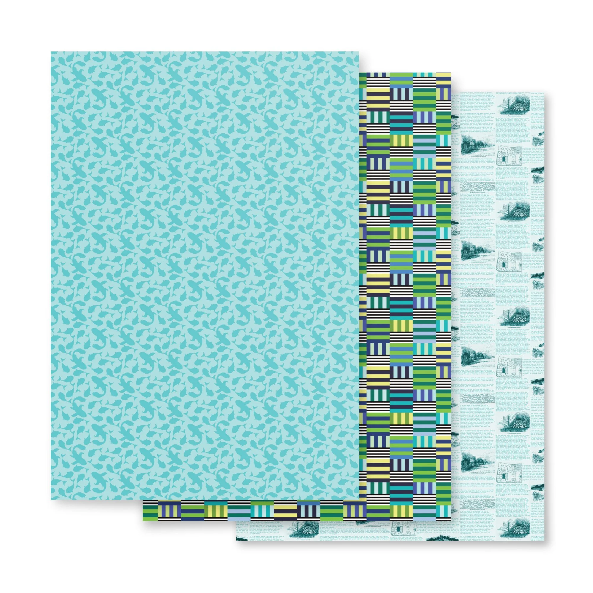 Huntington - Coastal Blues Wrapping Paper Sheets — Bayhill Studio