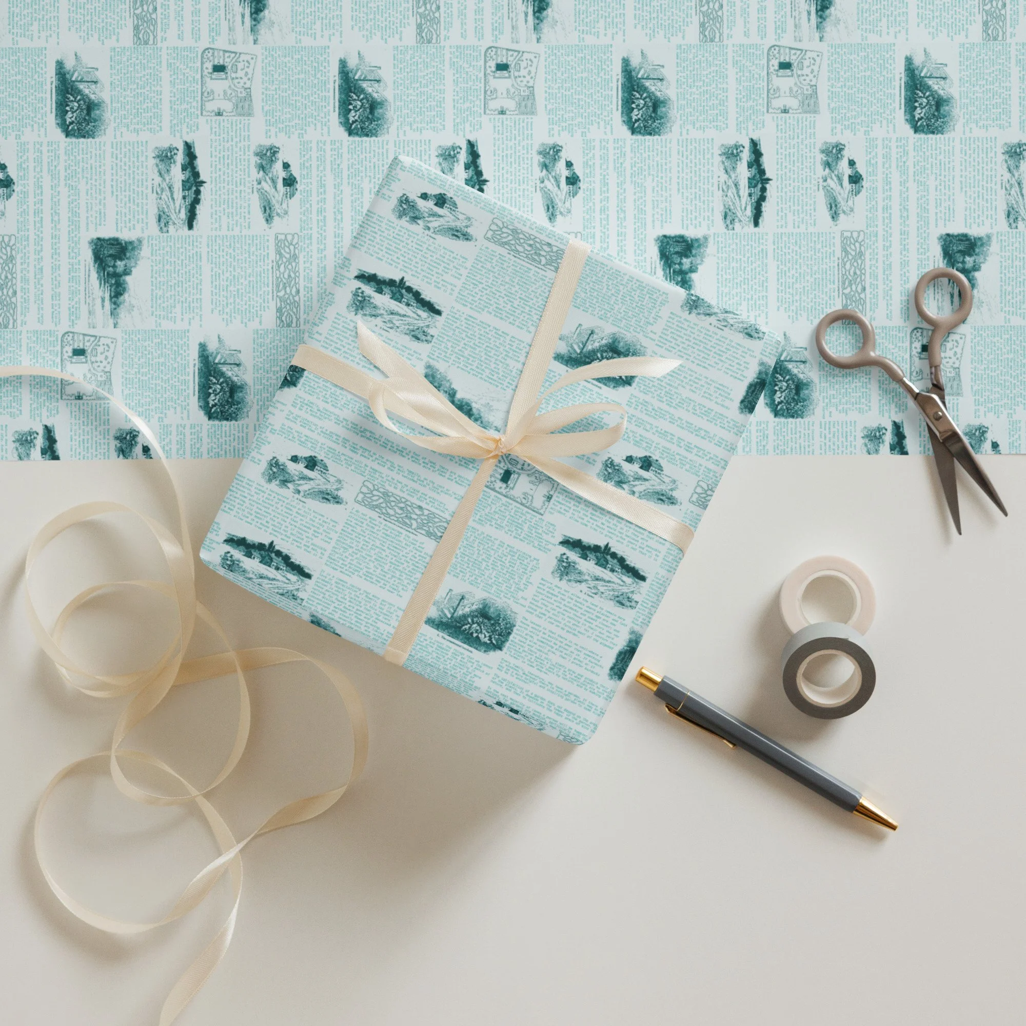 Huntington - Coastal Blues Wrapping Paper Sheets — Bayhill Studio
