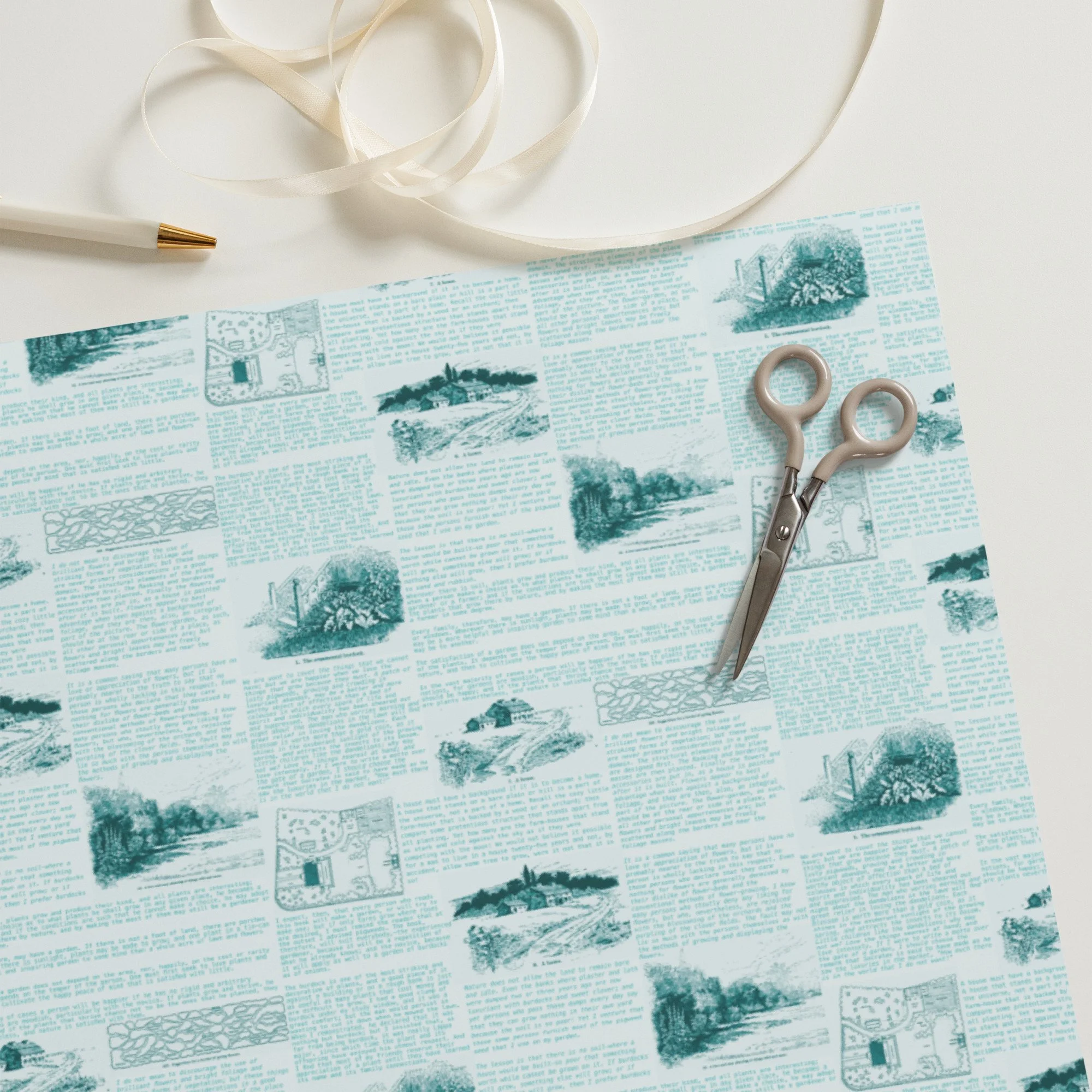 Huntington - Coastal Blues Wrapping Paper Sheets — Bayhill Studio