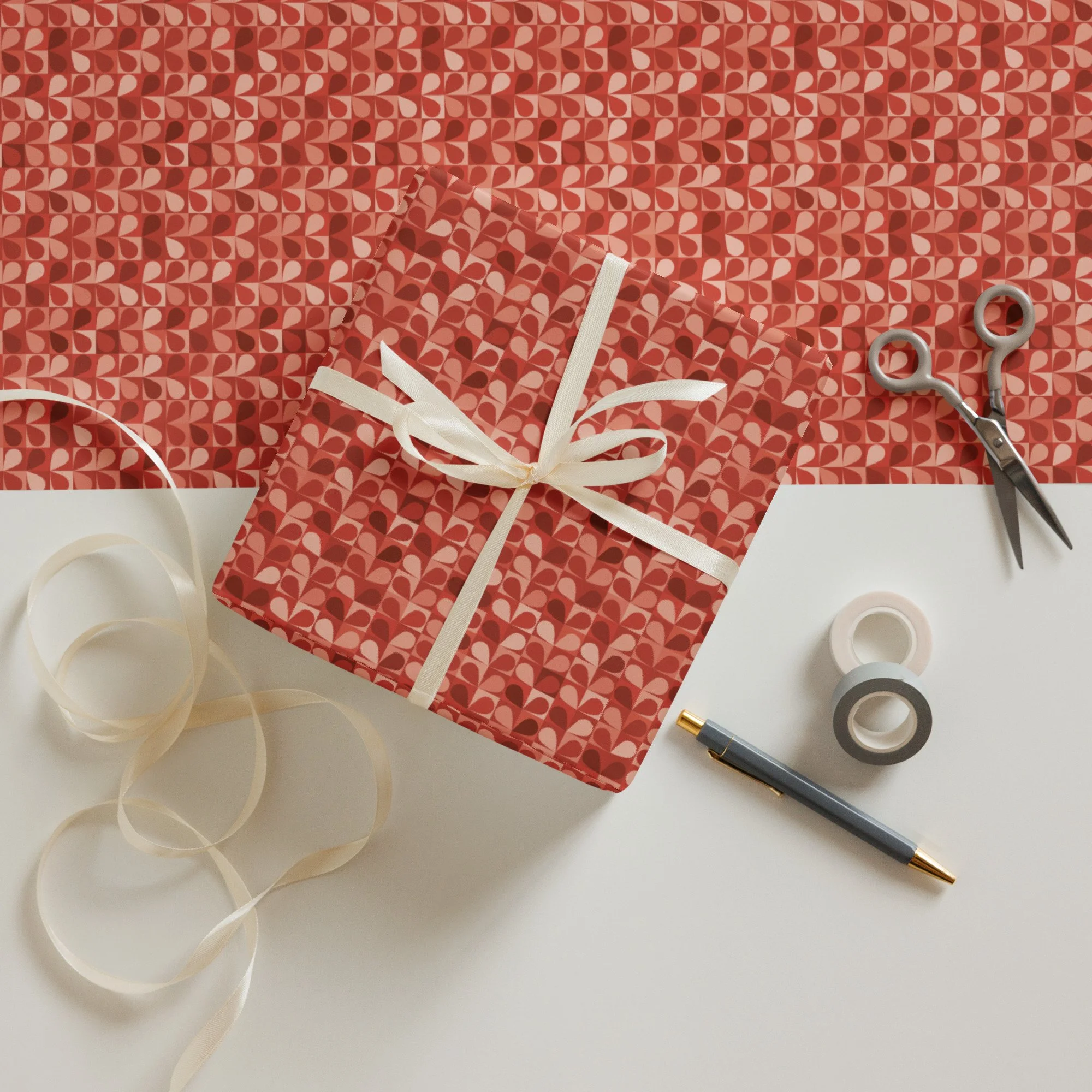 Copacetic Holiday Red Wrapping Paper Sheets — Bayhill Studio
