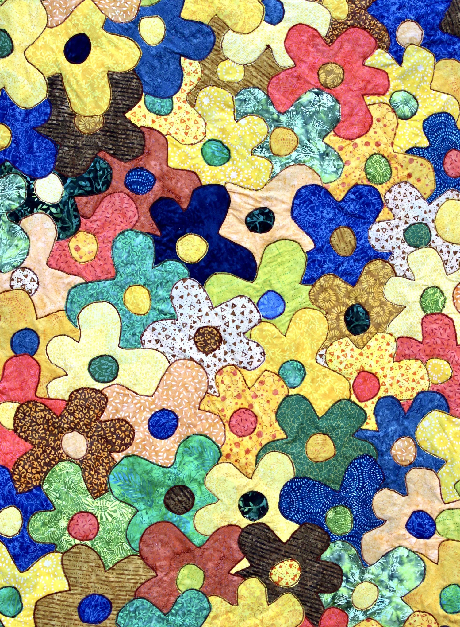 Grandmother’s Groovy Garden Quilt with Batiks! — Bayhill Studio