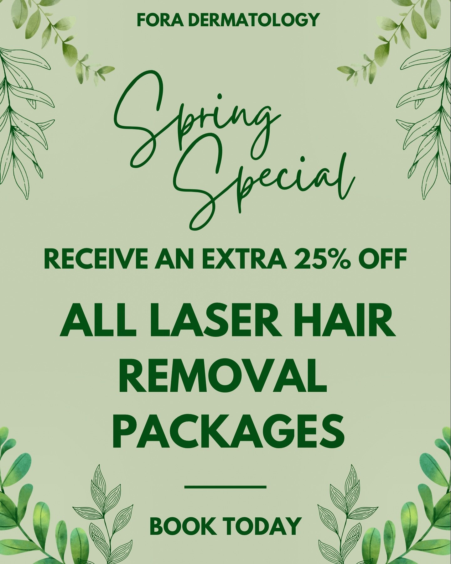 Say goodbye to your razor for good! ✨ 

Book today &amp; enjoy 25% off on laser hair removal treatments. Don&rsquo;t miss out on this limited time offer to achieve your hair free goals 🙌
ENDS 5/31/24

#LaserHairRemoval #SmoothSkin #HairFree #Special