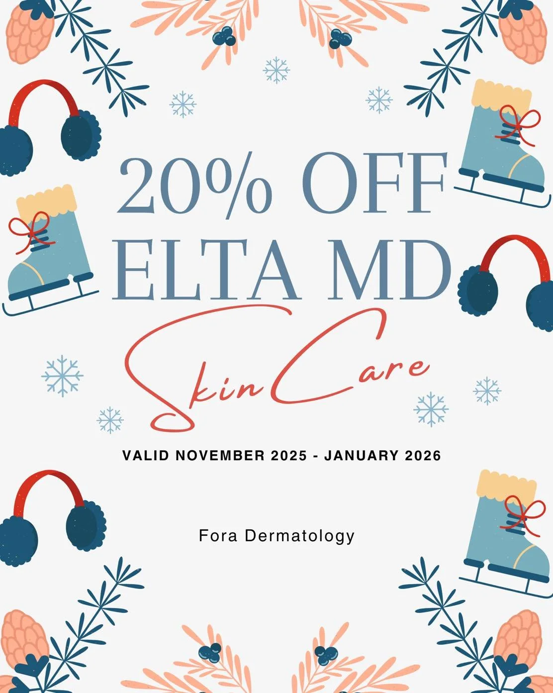 Cold weather, protected skin ❄️
20% OFF EltaMD
40% OFF Derma Made Sheer SPF
20% OFF Derma Made Tinted SPF
All winter deals end January 31st