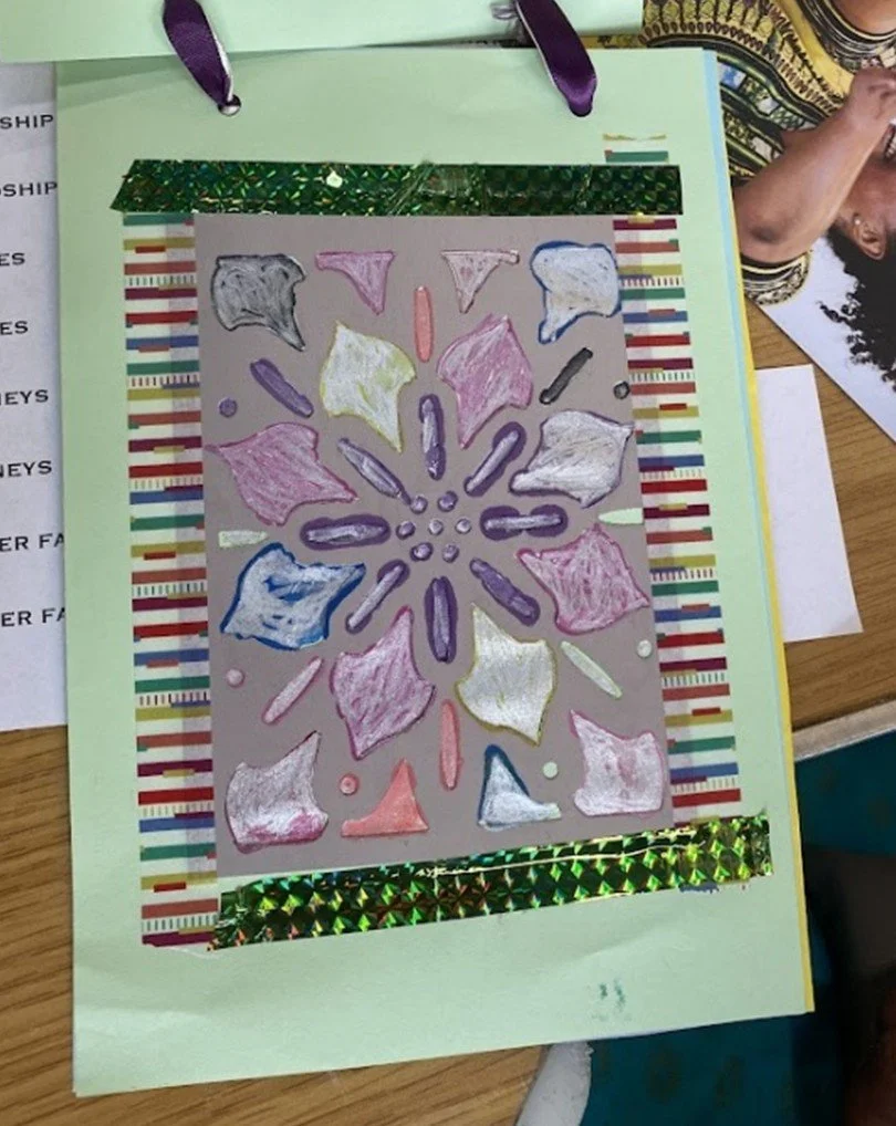 A zine page reminiscent of Afghan tapestries