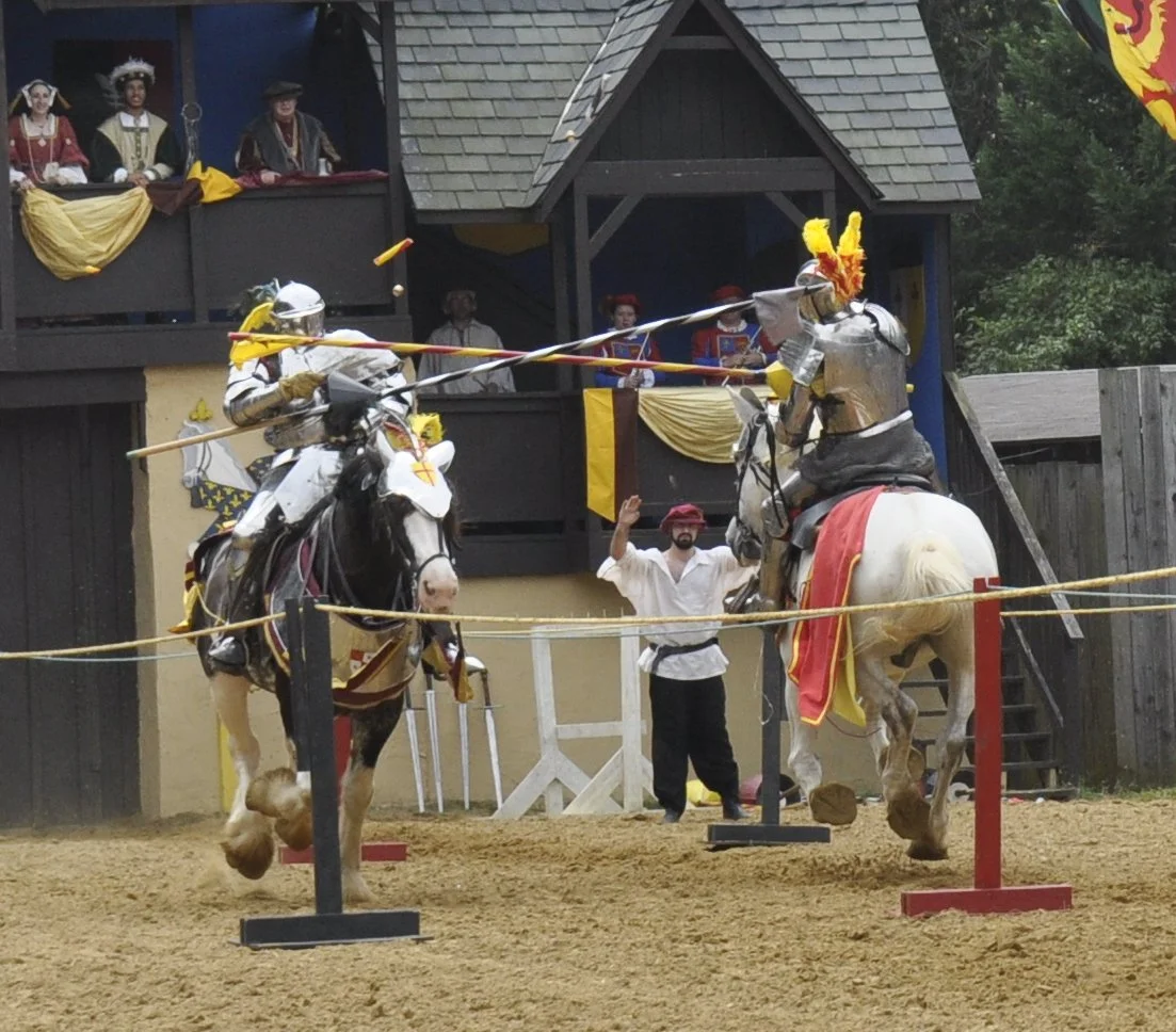 Photo of a joust in progress taken at the Maryland Renaissance Festival