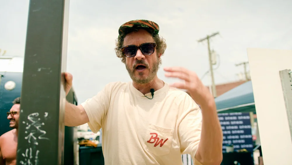 Pauly Shore outside the BATHHOUSE mobile sauna in Nashville, photographed by Katie Coffee