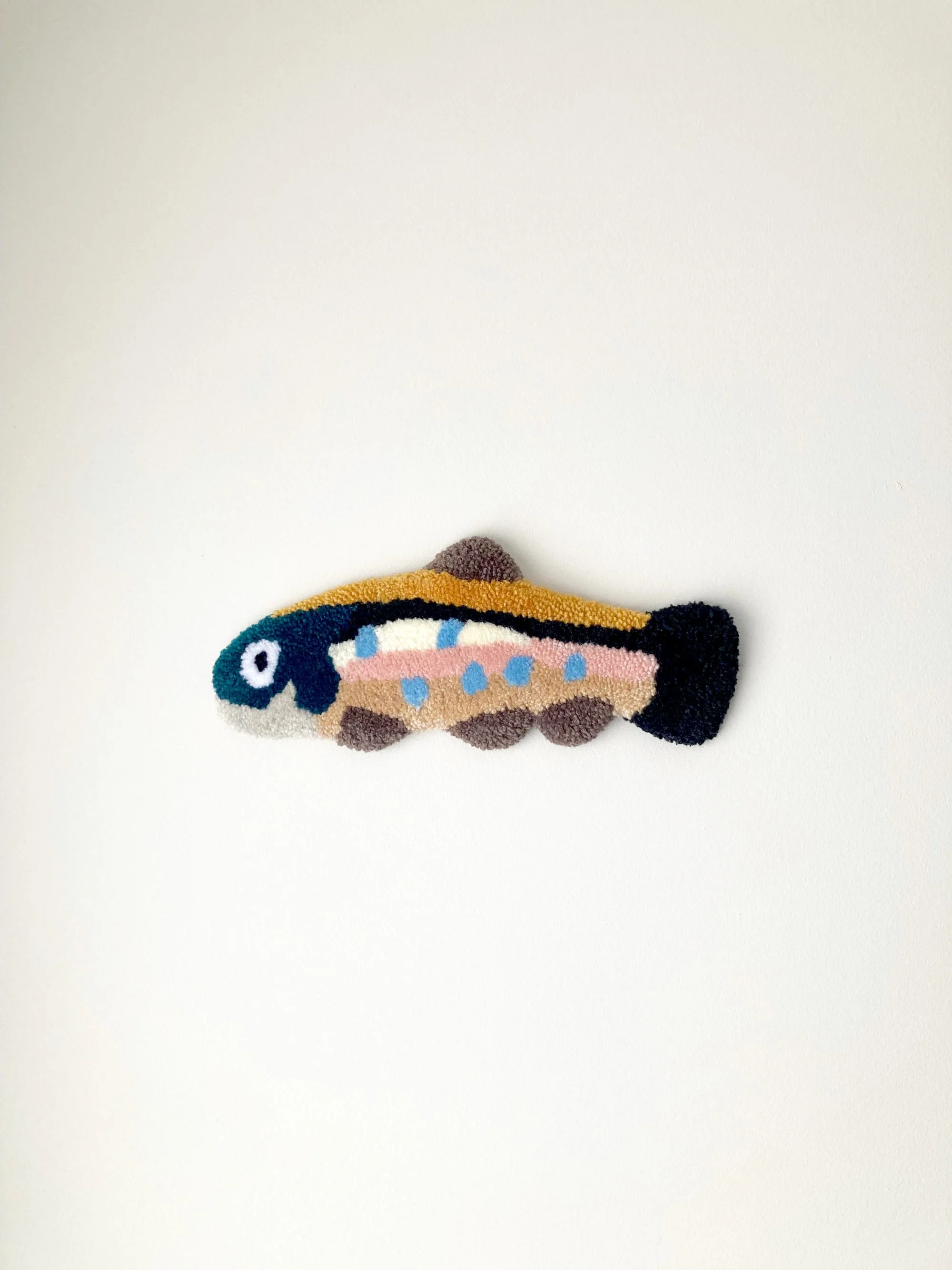 Small Rainbow Trout Tufted Wall Art - Yellow, pink and black