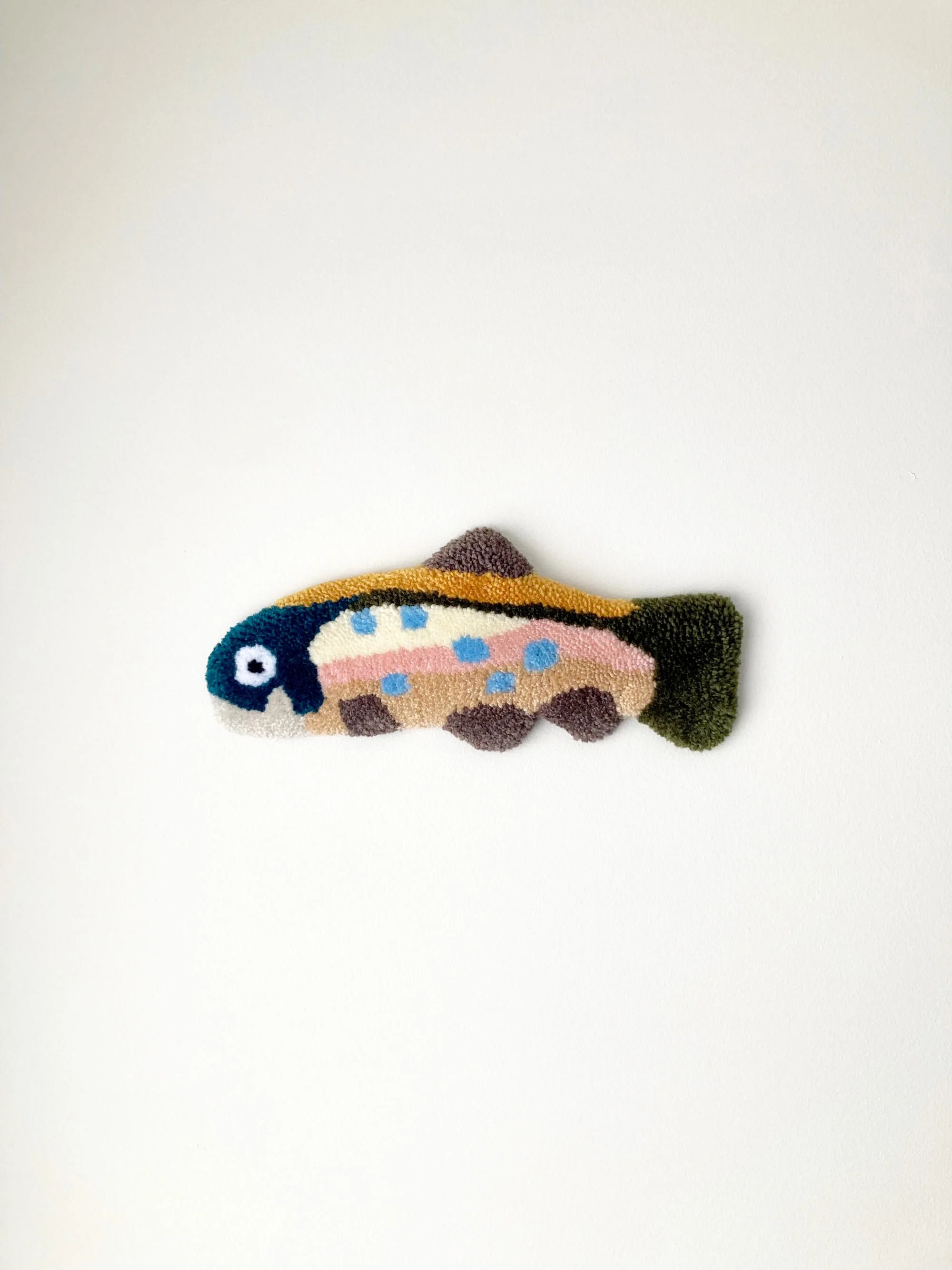 Small Rainbow Trout Tufted Wall Art - Yellow, pink and green