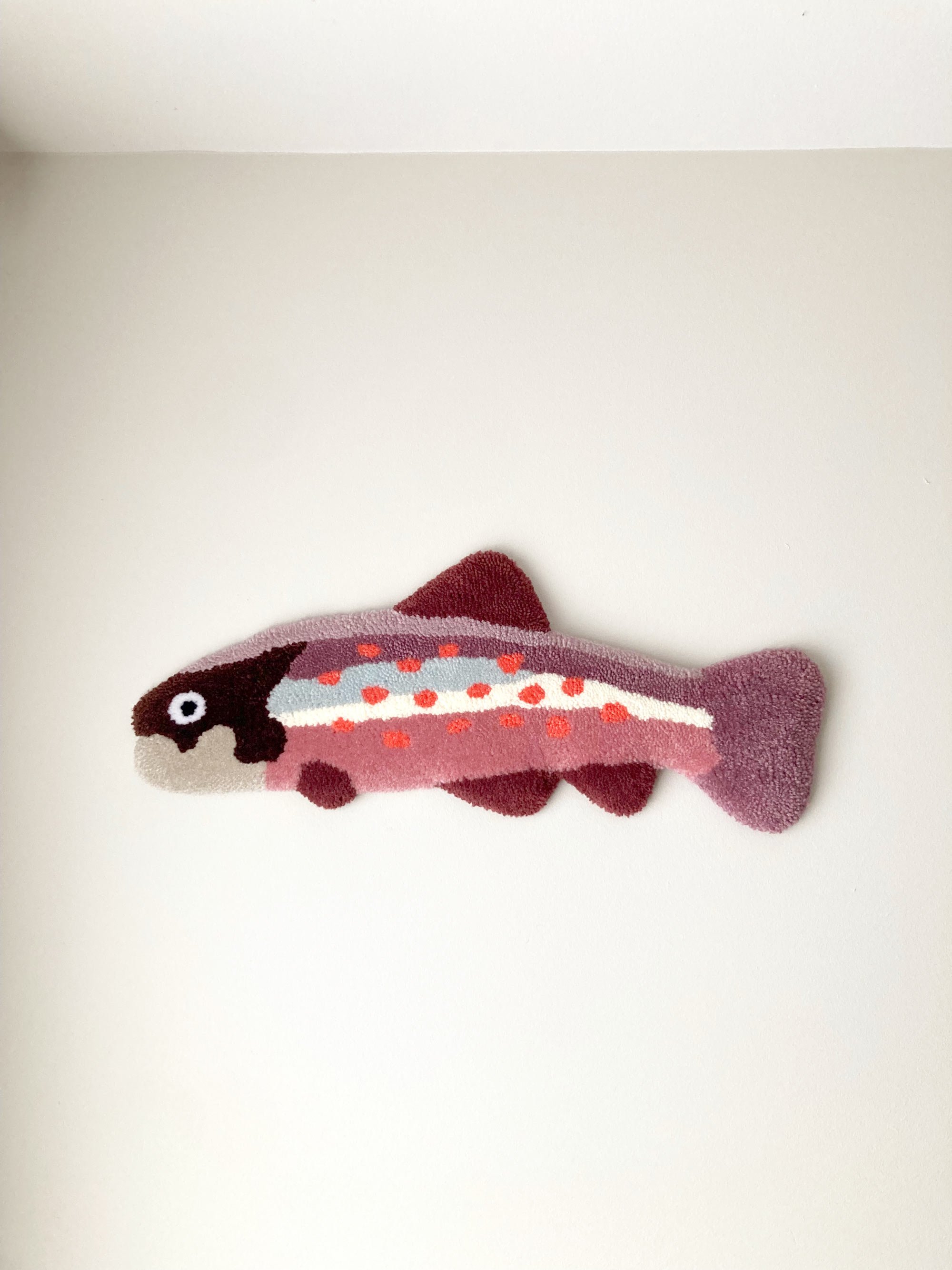 Large Rainbow Trout Tufted Wall Art - Pink and violet