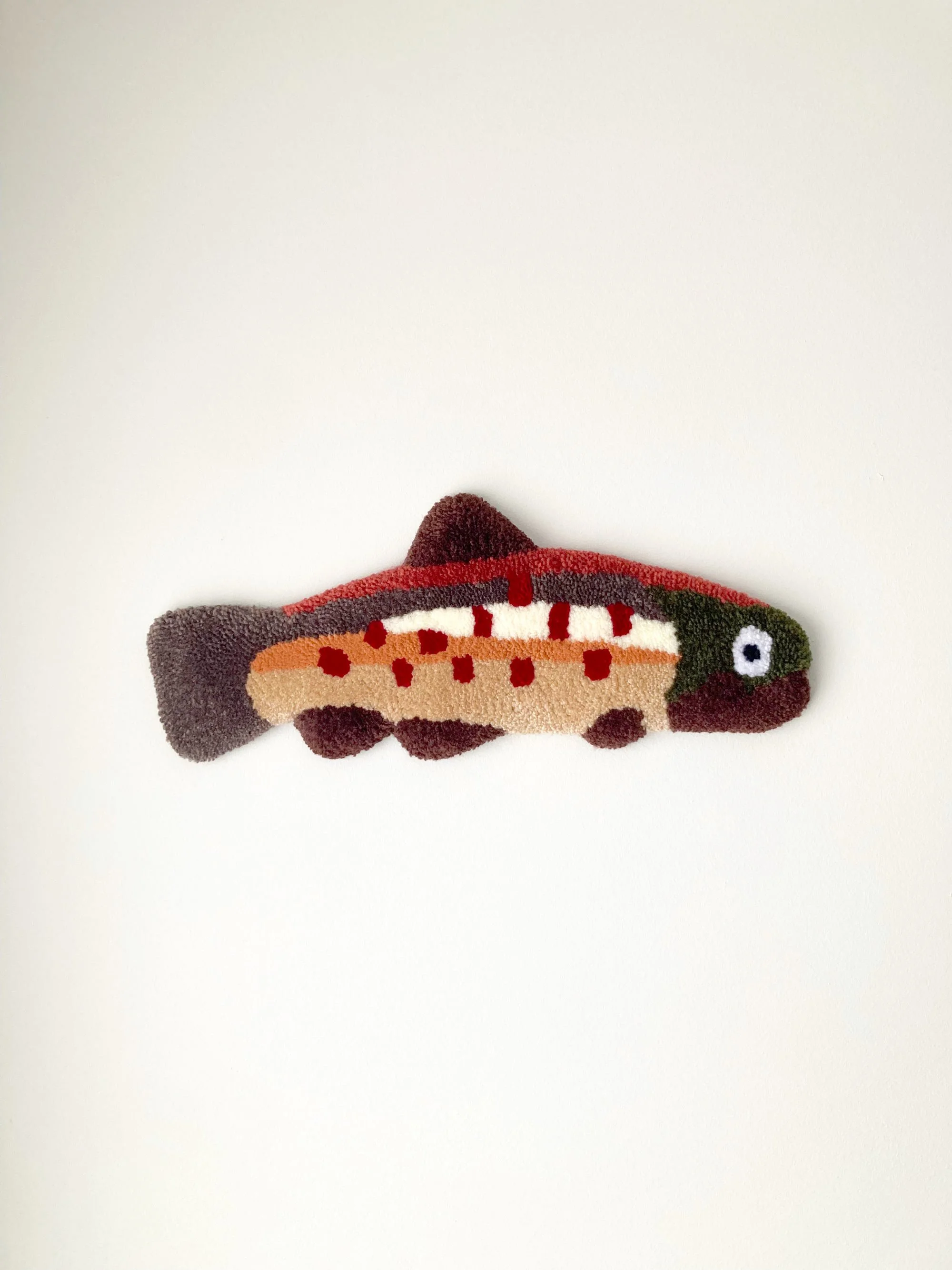 Medium Rainbow Trout Tufted Wall Art - Orange and Green