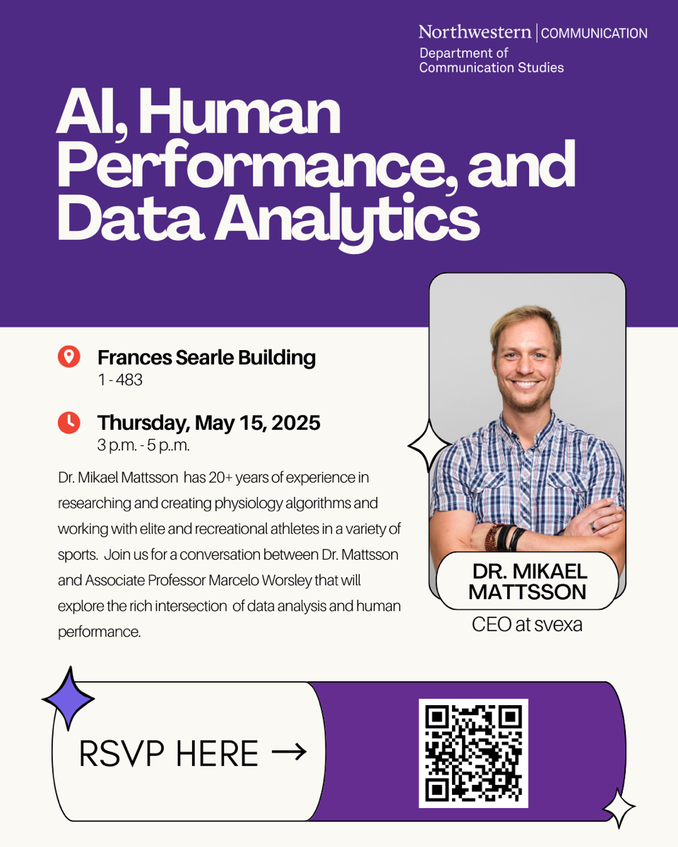 Promotional flyer for "AI, Human Performance, and Data Analytics" event at Northwestern University.
