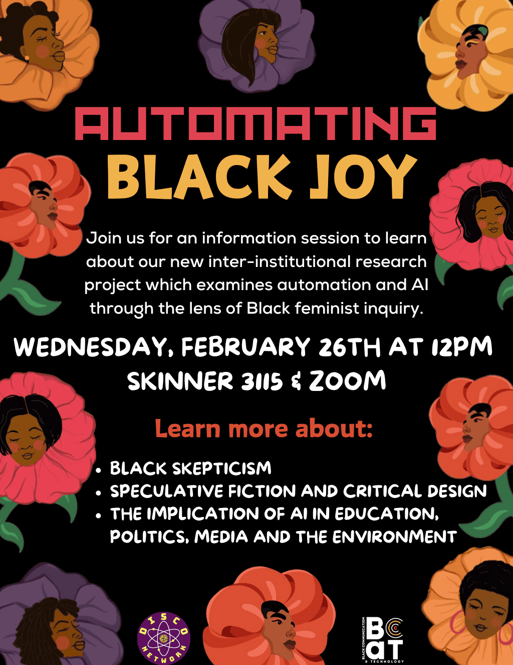 Event poster for Automating Black Joy Information Session