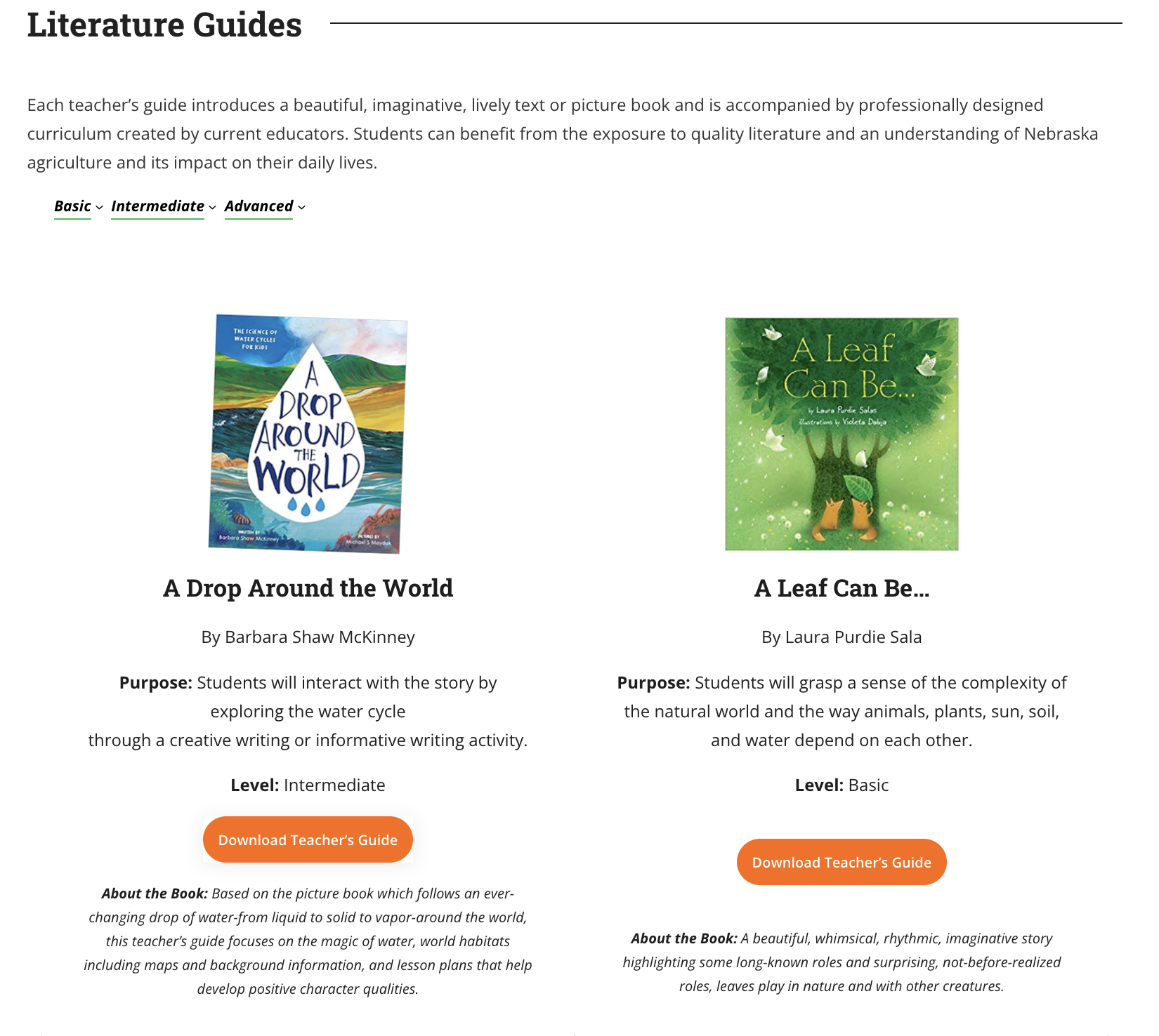 screen shot from Nebraska Farm Bureau Foundation instructional materials site