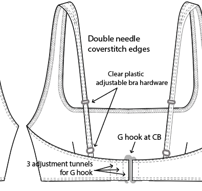 black and white technical sketch with details for manufacturers called out