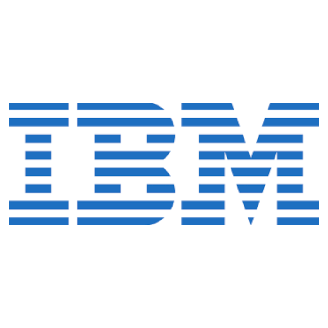 The blue and white IBM logo.