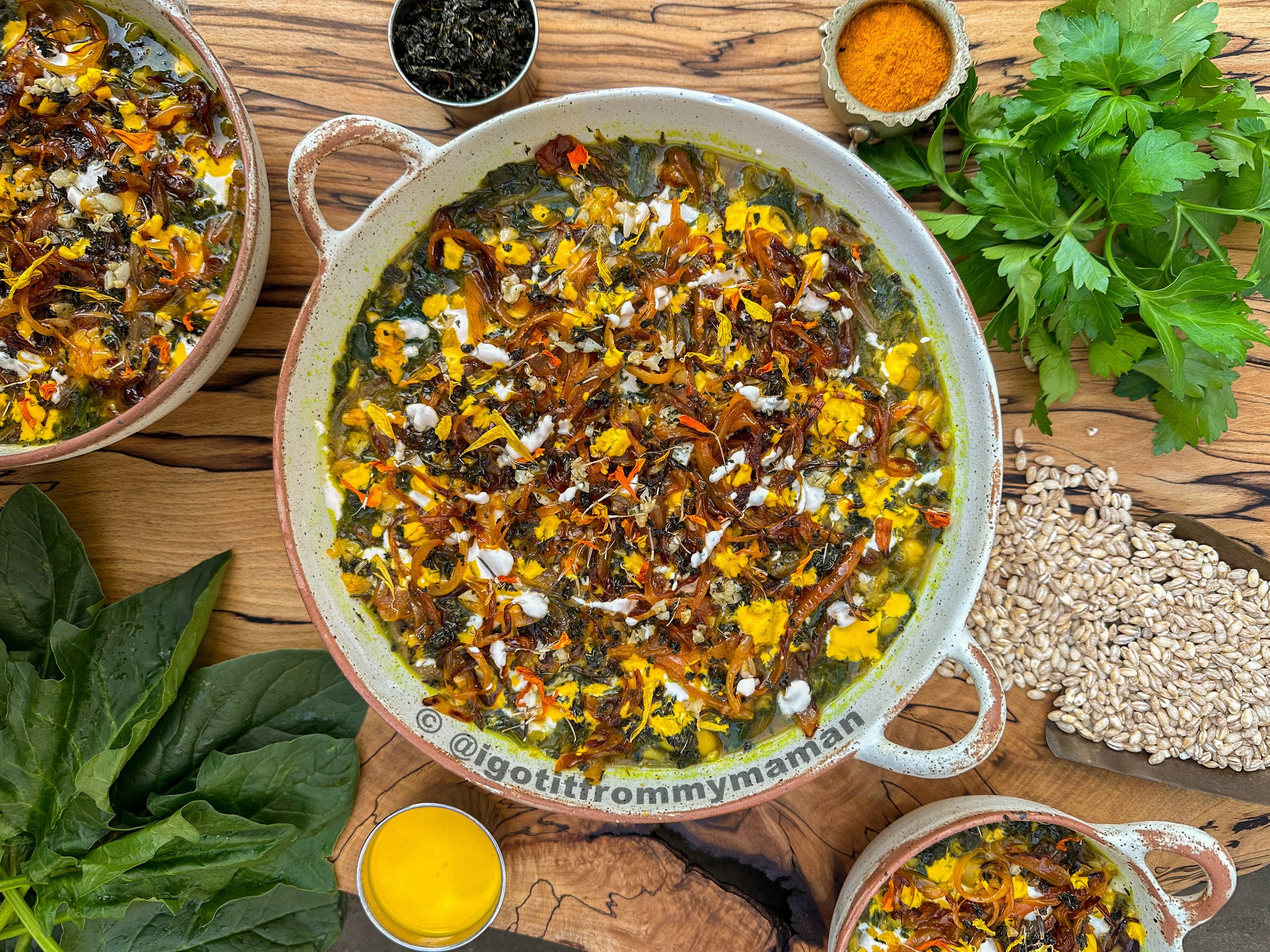 Ash-e Jo - Persian Barley, Herb and Bean Pottage
