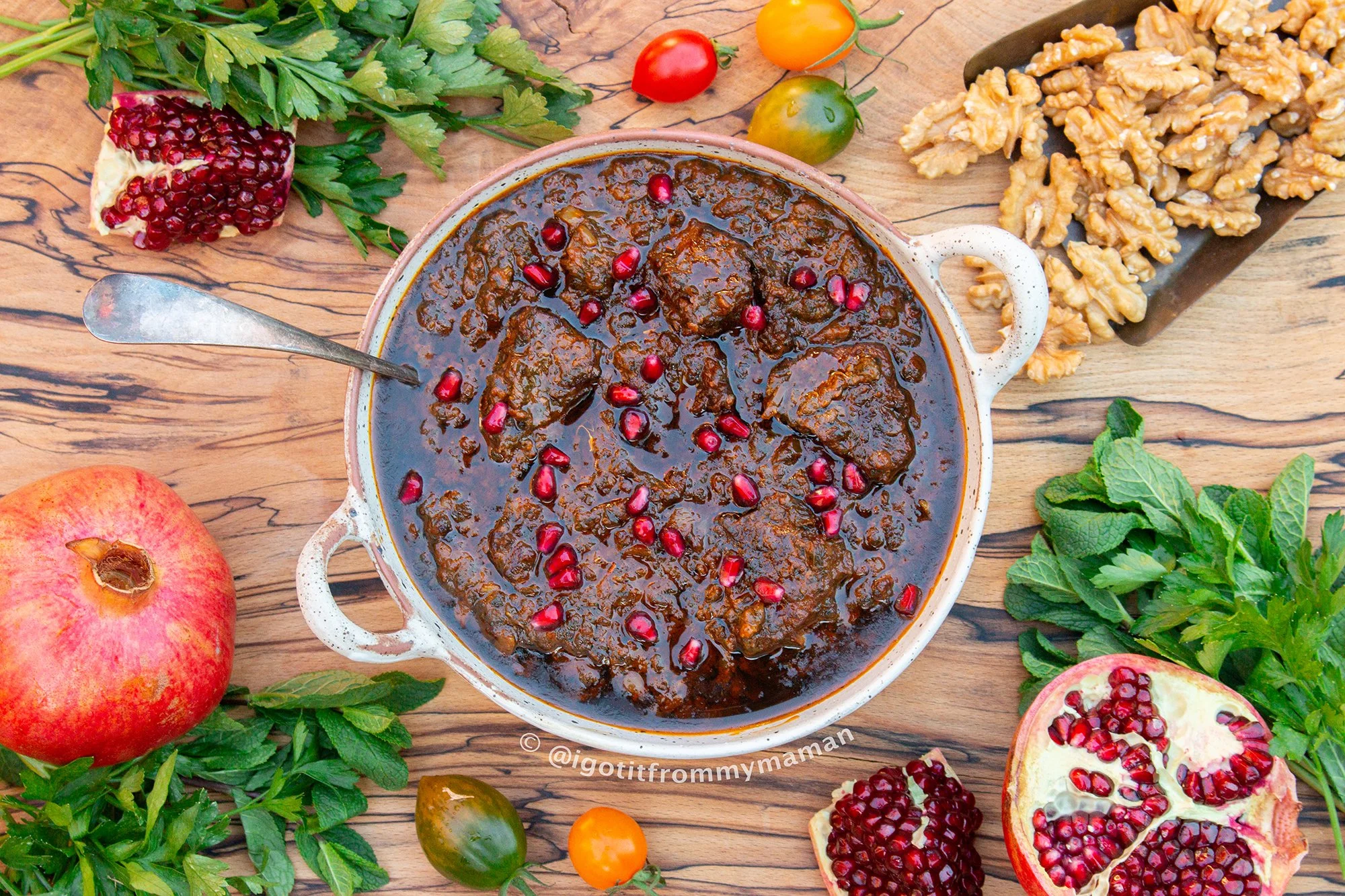 Gamaj Kabab - Lamb Stew With Herbs And Walnuts Cooked in Terracotta Pot