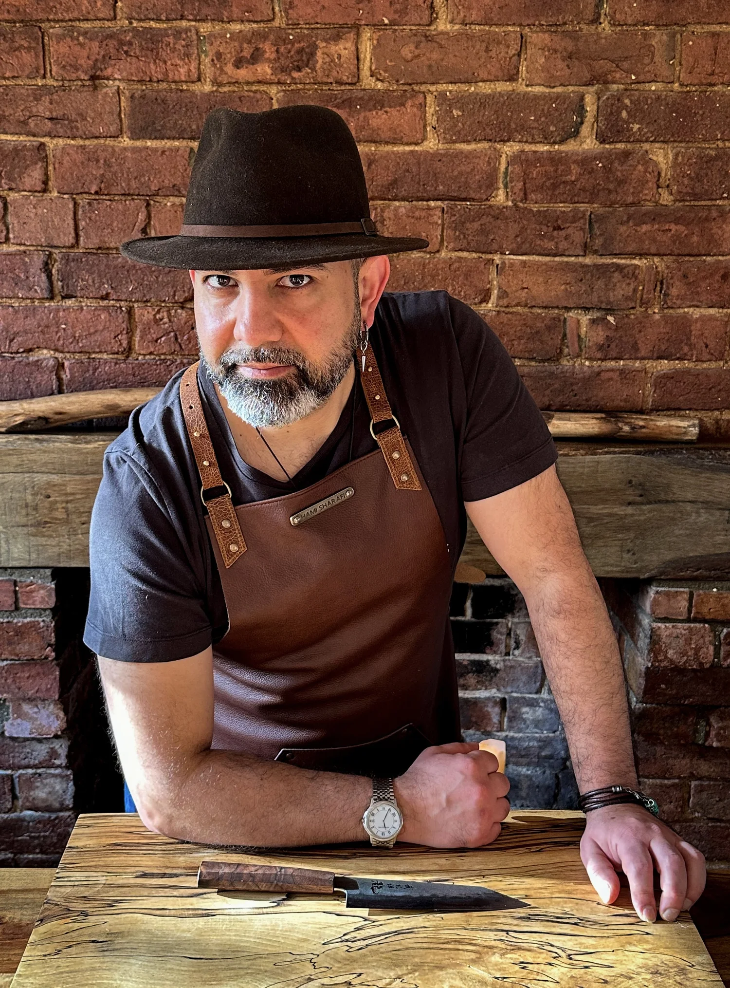 Hami Sharafi, Persian chef, in his London kitchen