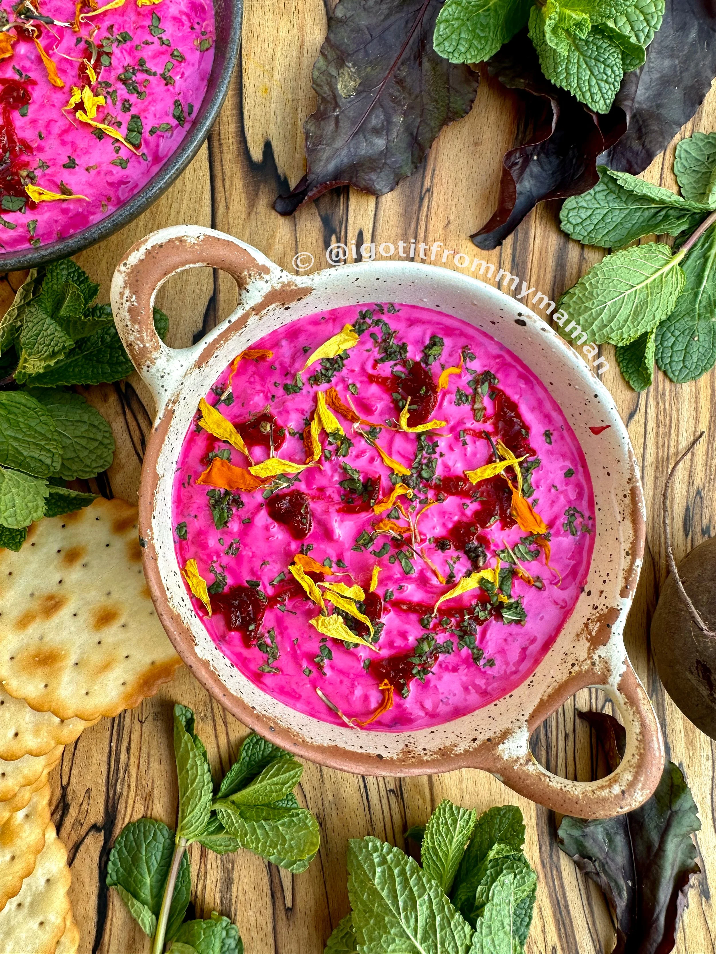 Borani Laboo Recipe - Beetroot Yogurt Dip — I got it from my Maman