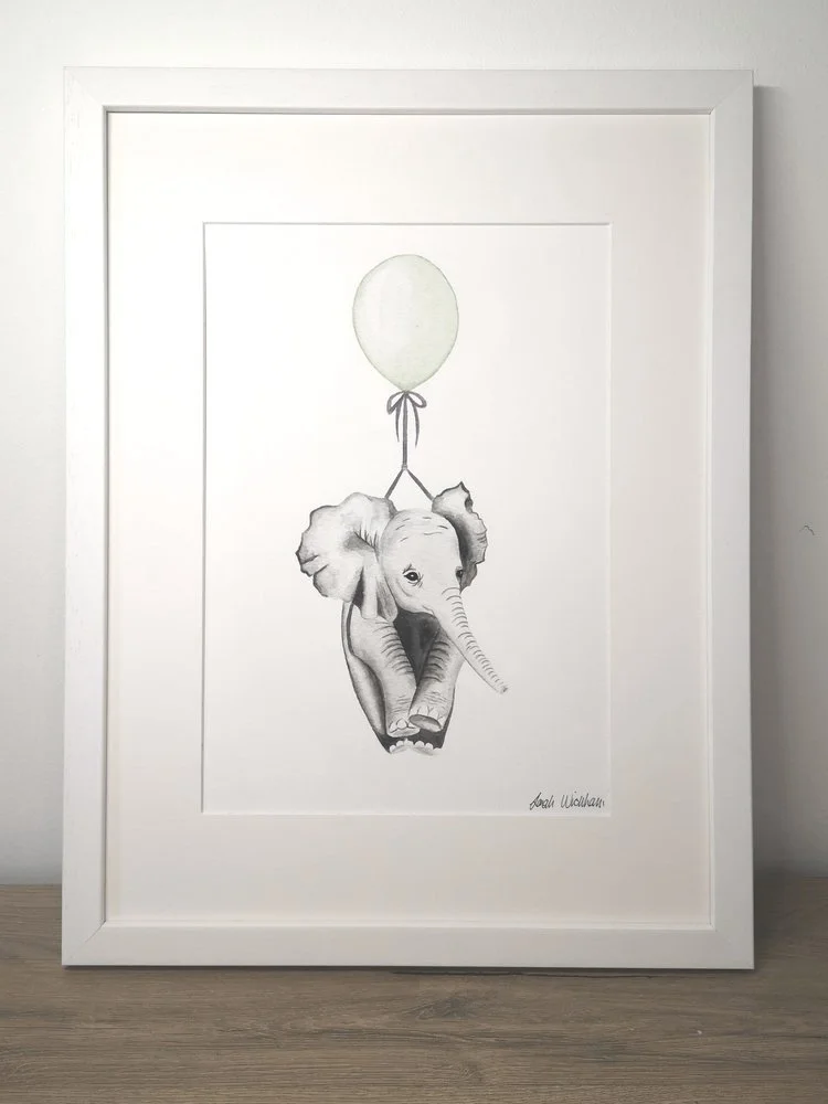 Floating Elephant Green - Sarah Wickham Designs