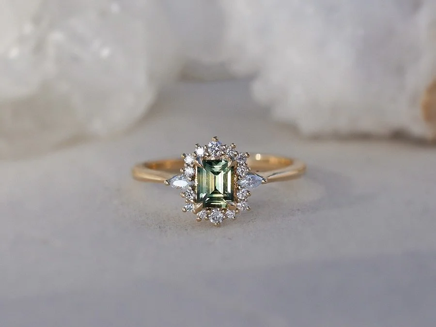 ✨ the dreamiest, most romantic ring ever! 

light teal sapphire Seraphina ring 🪞🌿 on the website &amp; ready to ship.

Swipe to see the original sketches scribbled out on a whim somewhere around midnight (my most creative hour)

Alex &amp; Sam x
@c