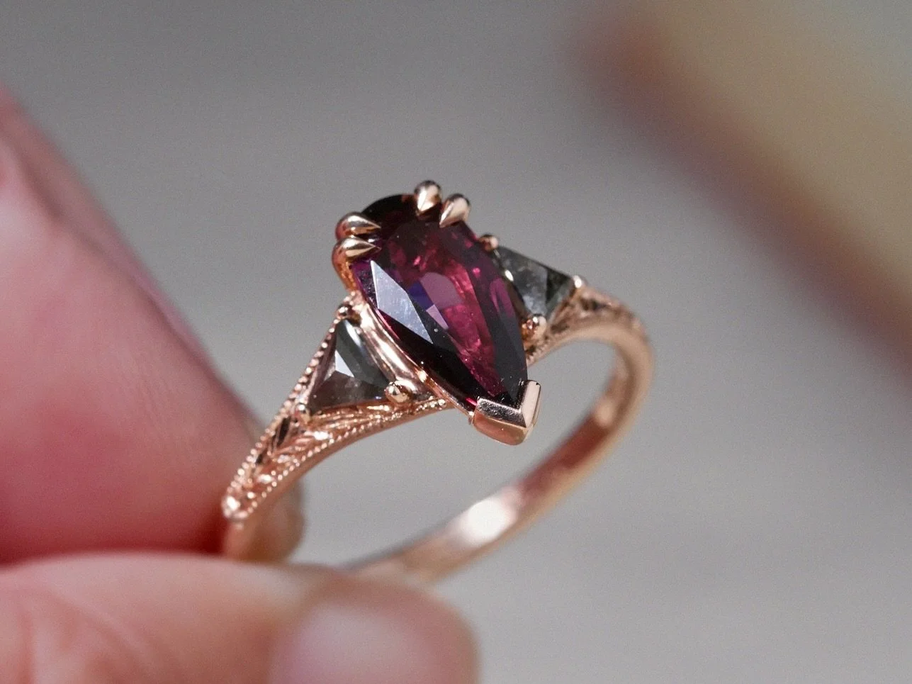 an honour to create this INCREDIBLE, Gothic design inspired bespoke ring for Rose! Not an engagement ring, but an esoteric ring of self-expression to wear on her right hand. From getting to know Rose a little bit through our emails back and forth, I 