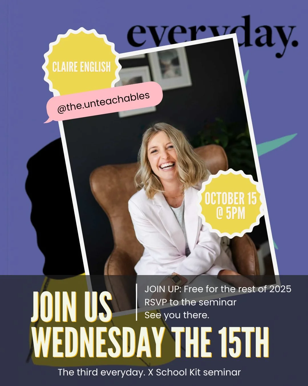 If you haven't already joined the space - get in now and RSVP! Our third and last seminar for 2025 is on Wednesday 15 October @ 5pm with Issue 2 contributor Claire English and founder of @the.unteachables 🖤

Claire English is a teacher, behaviour me