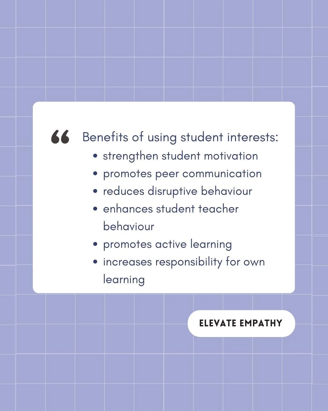 &ldquo;When we teach what students care about, learning becomes alive.&rdquo;

From the Elevate Empathy work we did last year, one idea has really stuck:
student interests are not a &lsquo;nice to have&rsquo; &mdash; they are a key to engagement.

Wh