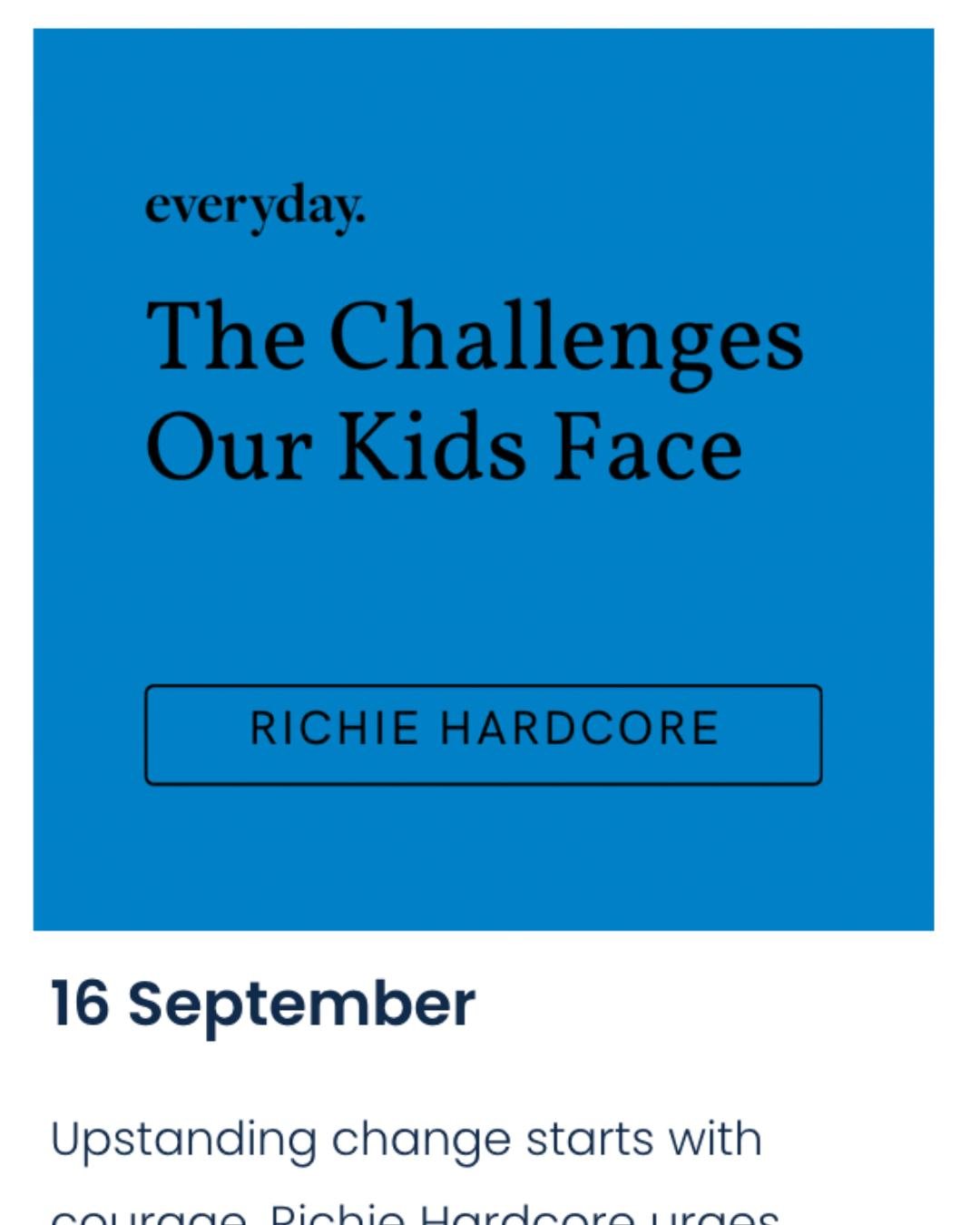 Join us and Richie Hardcore as we explore the real challenges facing our young people today &mdash; and the courage it takes to stand up, speak out, and make a difference.

Be part of a community committed to honest kōrero, practical action, and supp