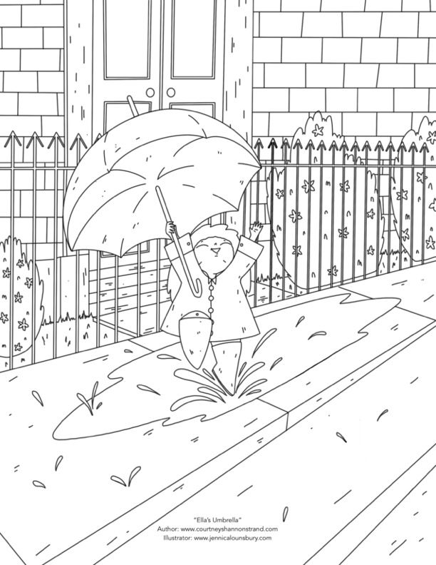 Free Ella’s Umbrella Coloring Page