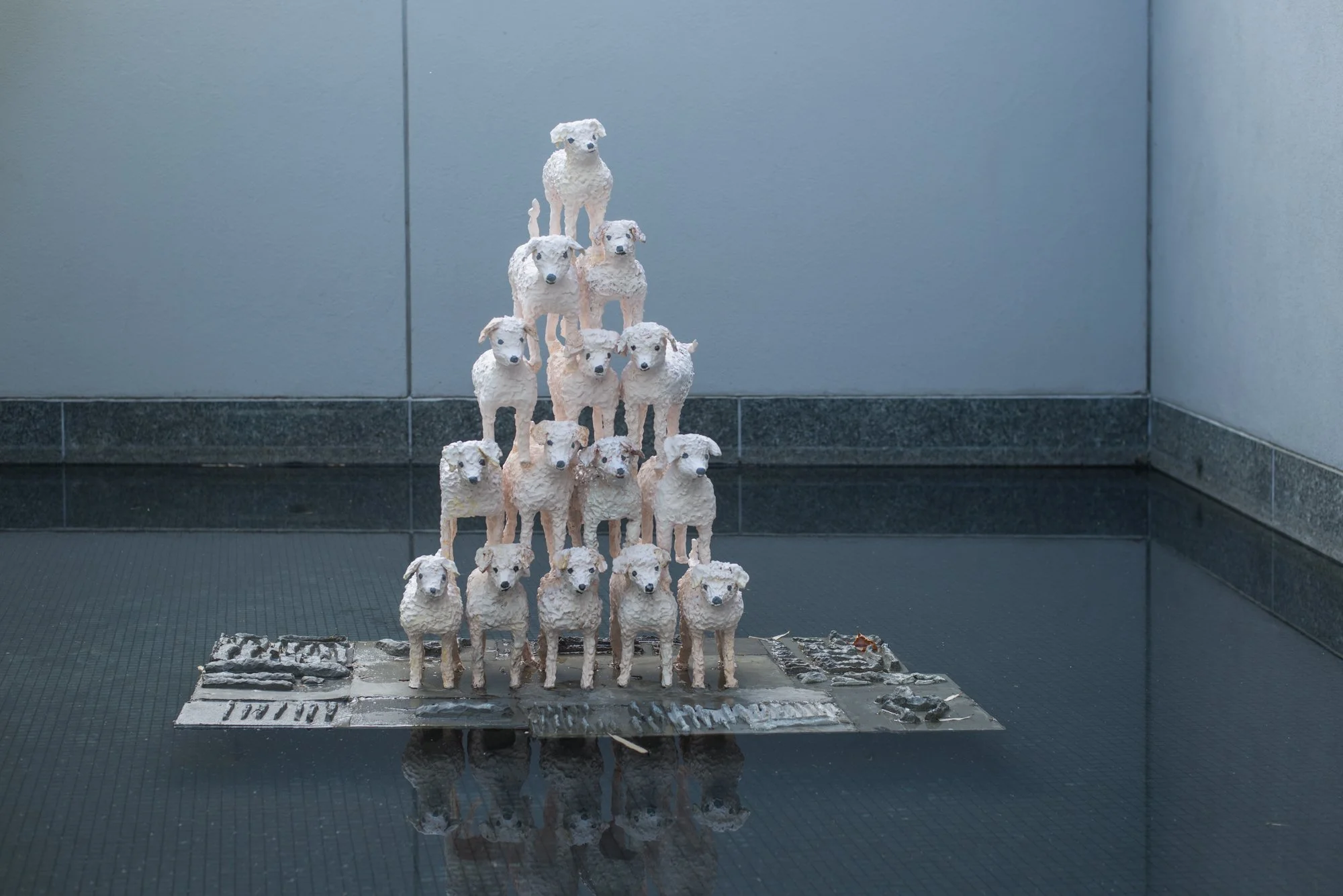 Untitled (15 Esthers in a cheerleader pyramid) , 2018